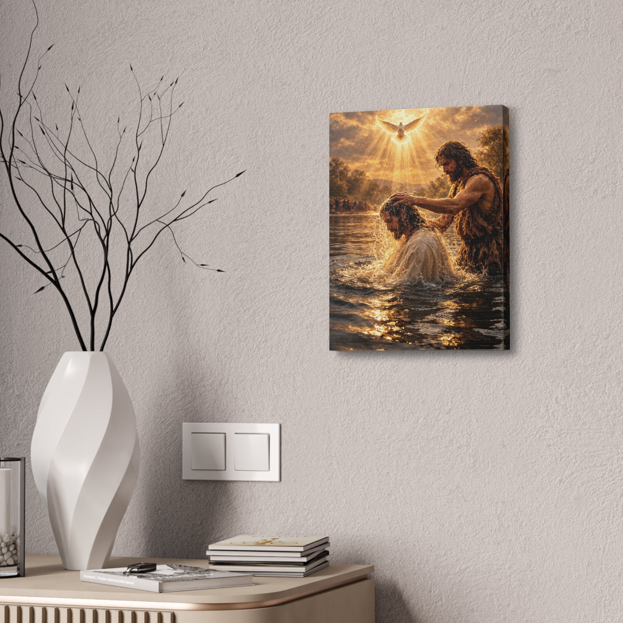 Baptism of Jesus - Stretched Canvas Print with Holy Spirit Dove