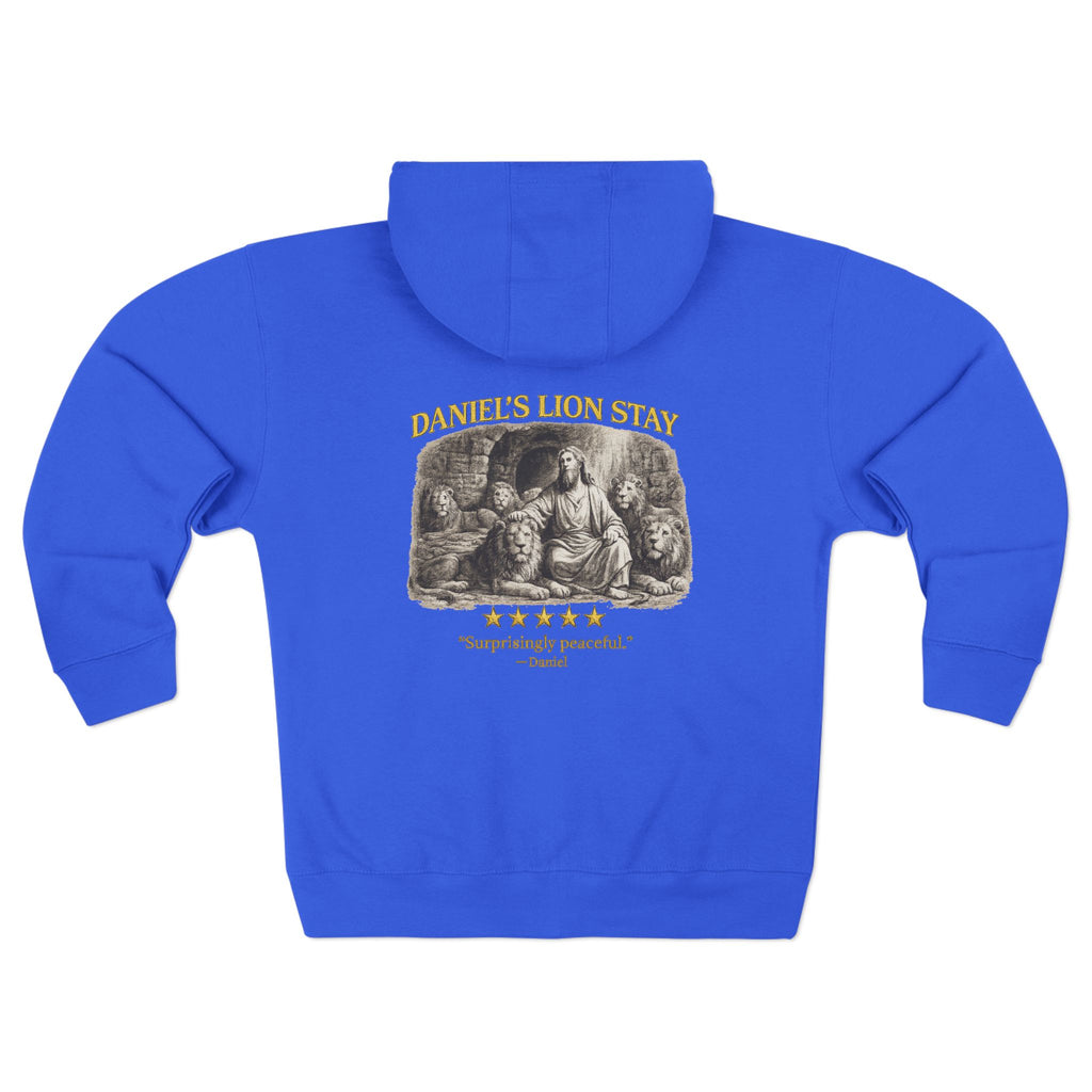 Vintage Lion Statue Zip Hoodie – “Surprising Daniel Lion Den Review” Christian Graphic Hoodie