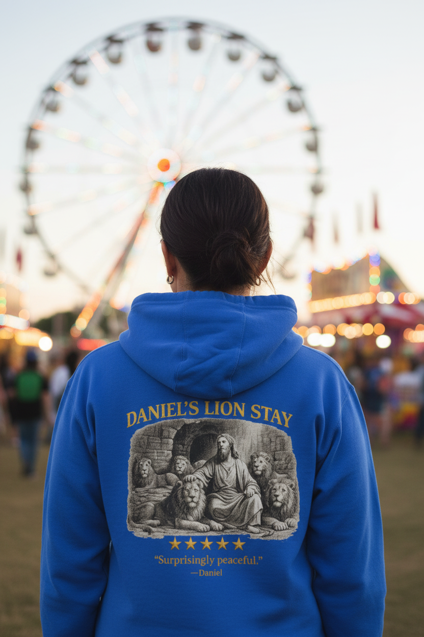 Vintage Lion Statue Zip Hoodie – “Surprising Daniel Lion Den Review” Christian Graphic Hoodie