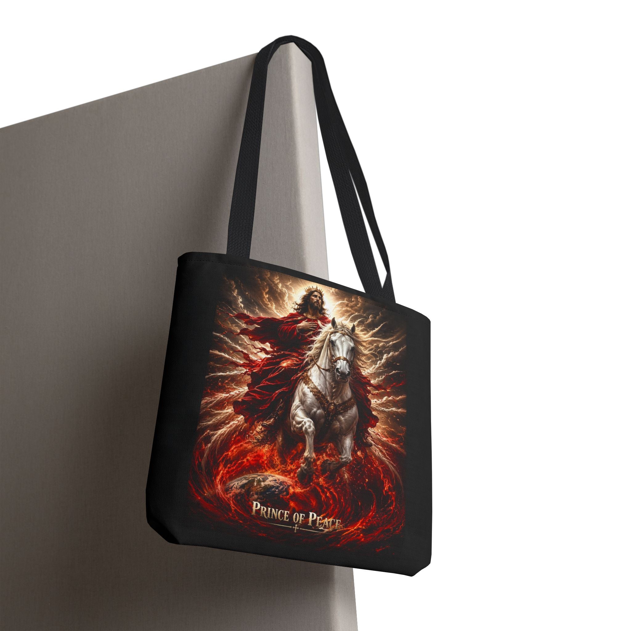 Prince of Peace Tote Bag | Jesus Riding White Horse Christian Tote | Inspirational Faith Carryall