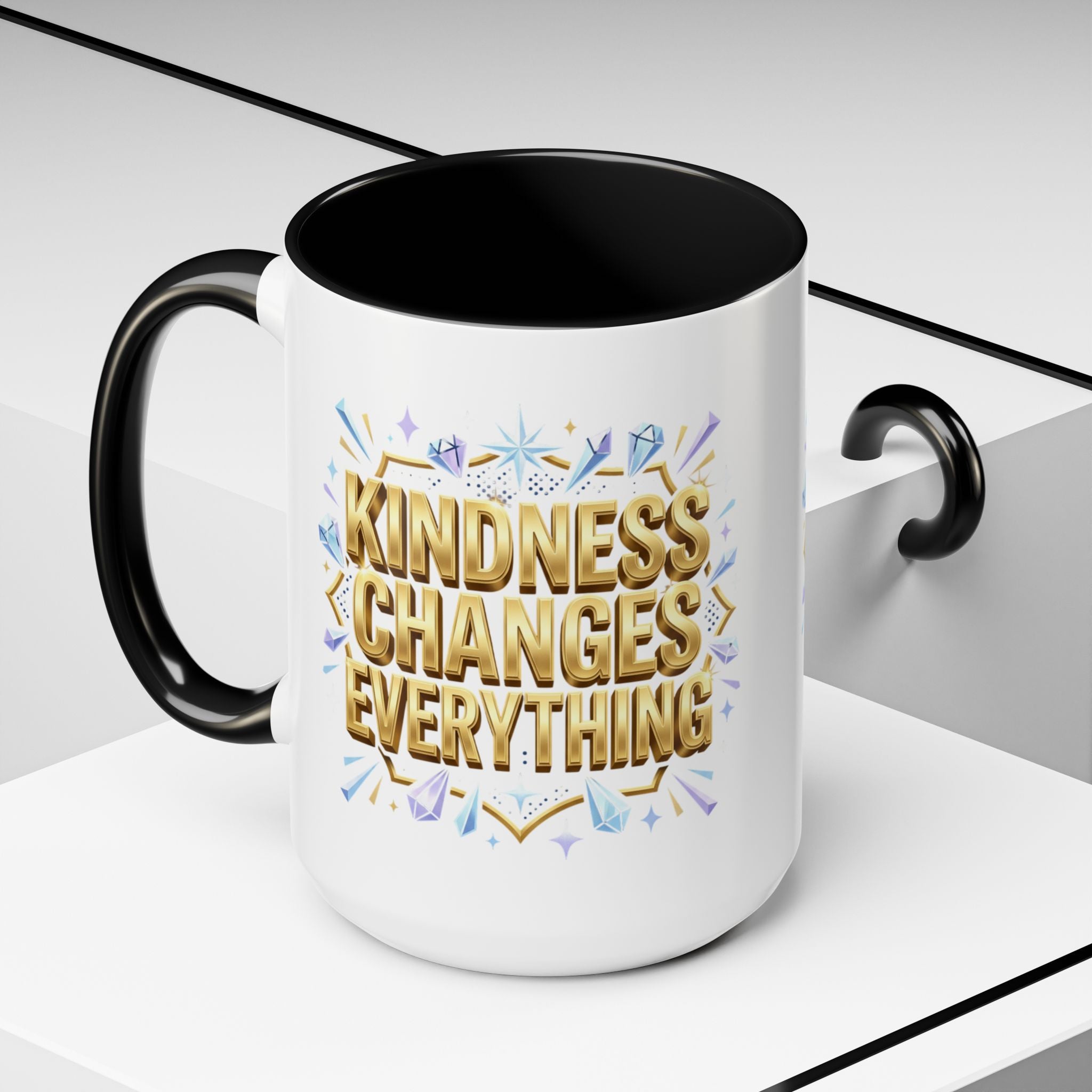 Gold-Kindness Changes Everything Coffee Mug | Inspirational Gold Script Mug | Faith Freedom Creations