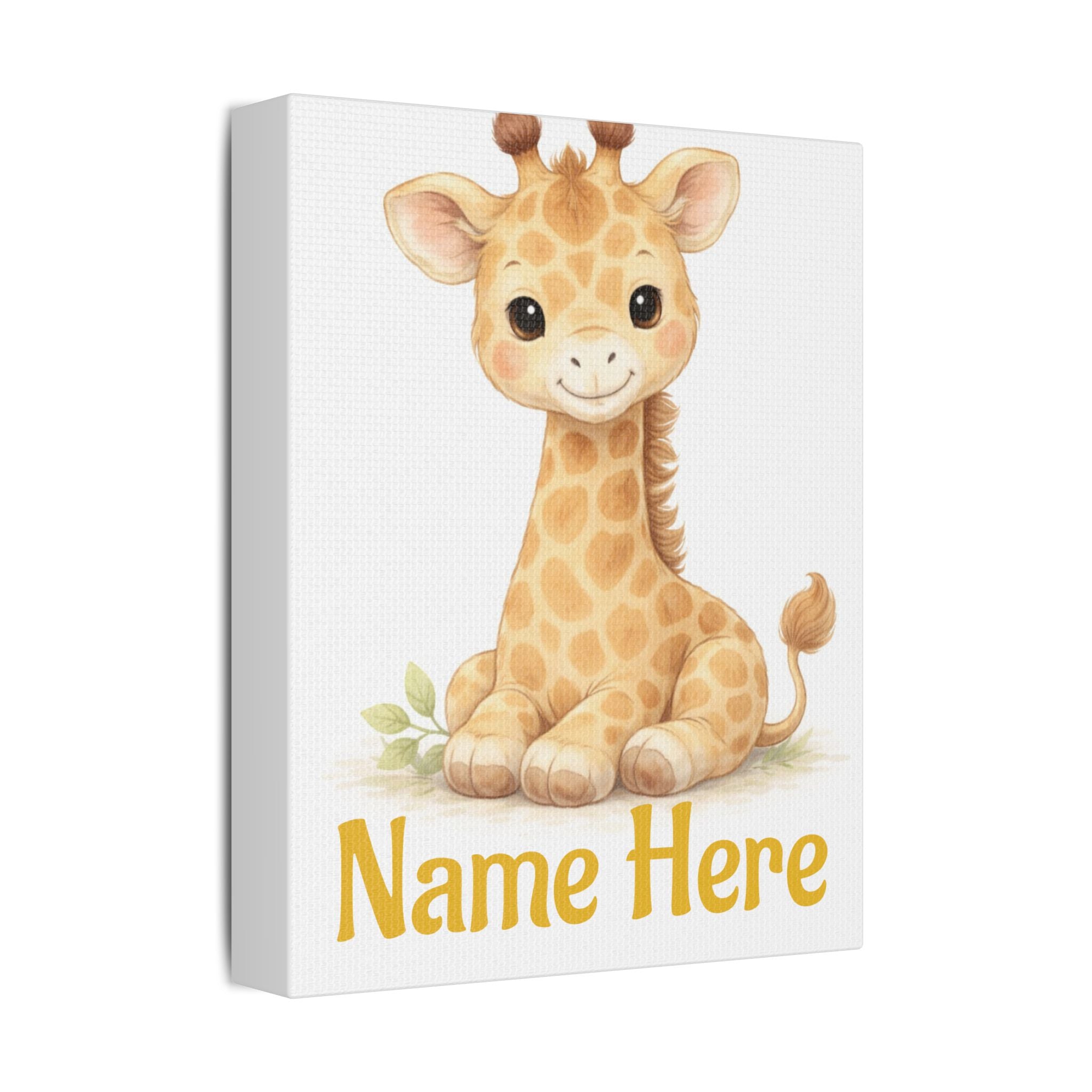 Personalized Giraffe Canvas — Custom Name Nursery Wall Art