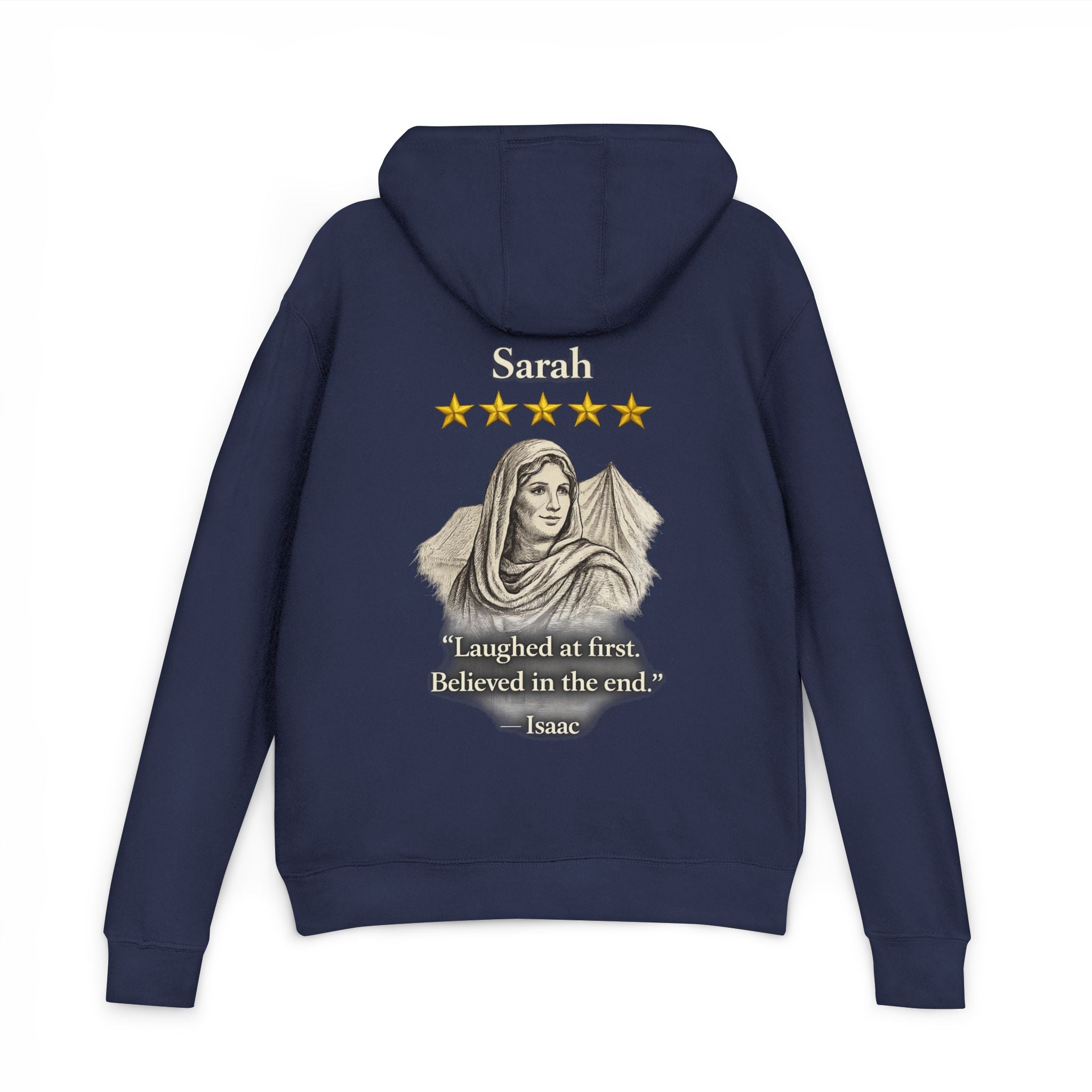 Hoodie — Personalized 'Sarah' Vintage Portrait Hoodie with Quote ("Laughed at first. Believed in the end.")