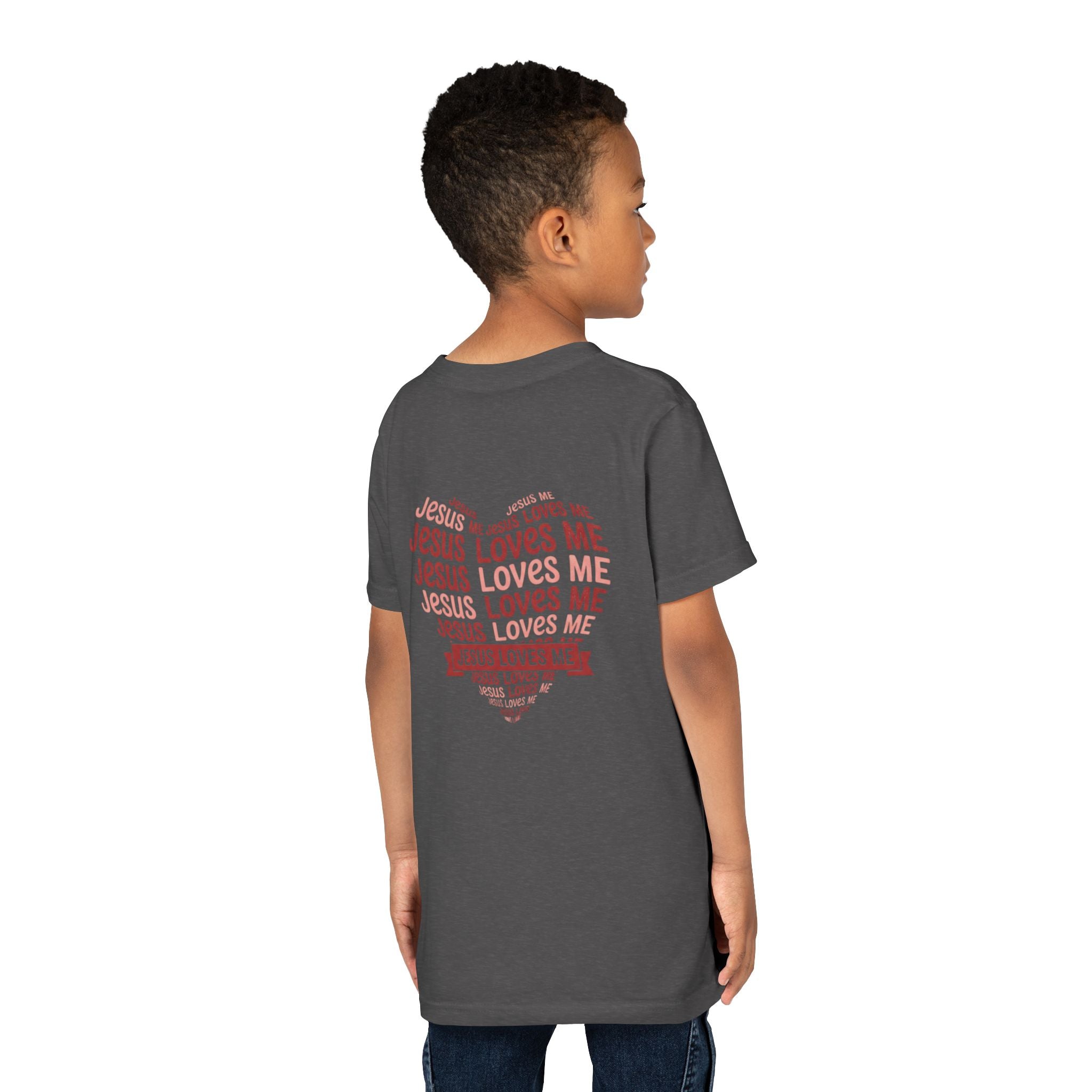 Jesus Loves Me Youth T-Shirt – Heart Word Cloud Christian Kids Tee | Faith Inspired Youth Shirt