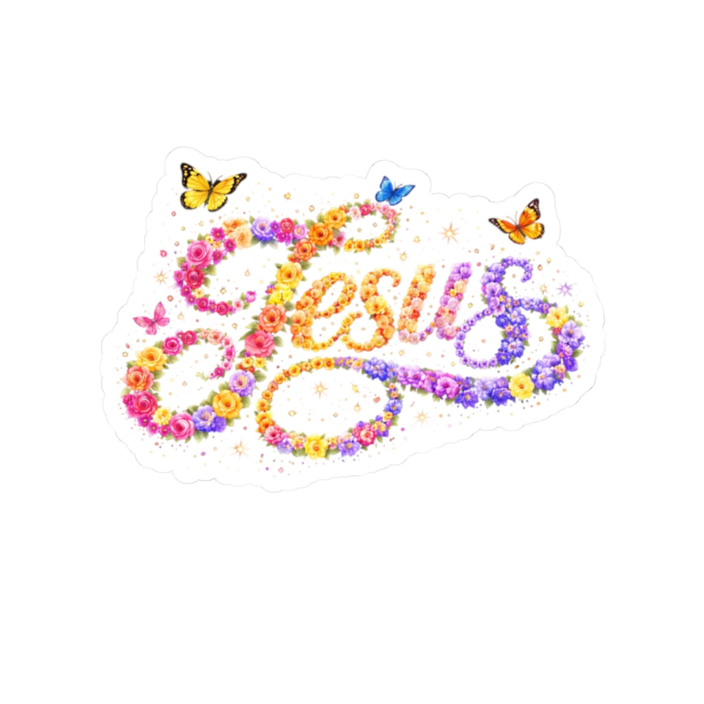 Jesus Floral Butterfly Sticker – Colorful Christian Faith Decal | Inspirational Laptop Sticker