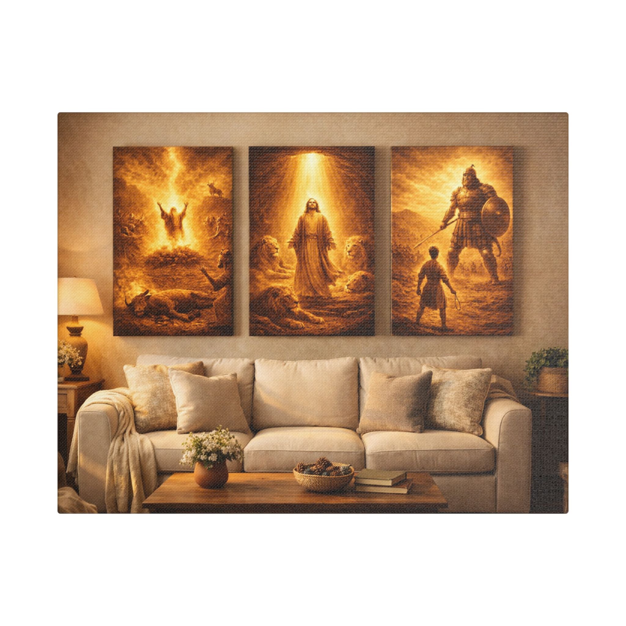 Religious Triptych Canvas — Biblical Scenes Wall Art