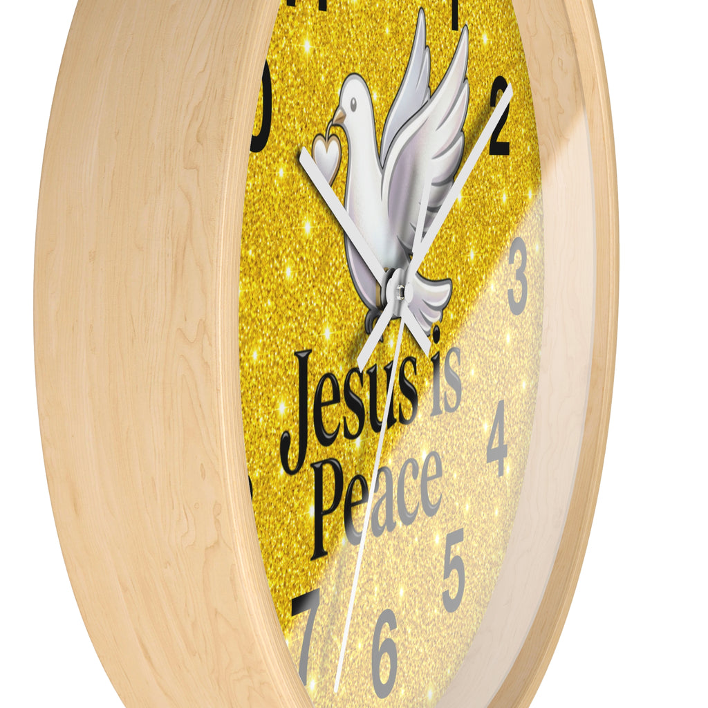 Jesus Is Peace Wall Clock | White Dove Christian Wall Decor | Silent Faith Clock