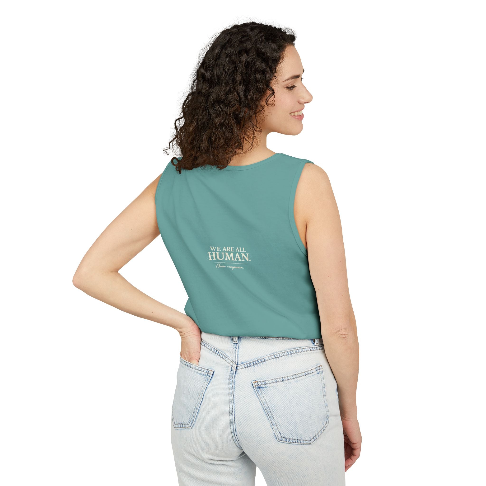 “Every Heart Beats the Same” Vintage Surf Tank Top – Garment-Dyed Coastal Unity Tank