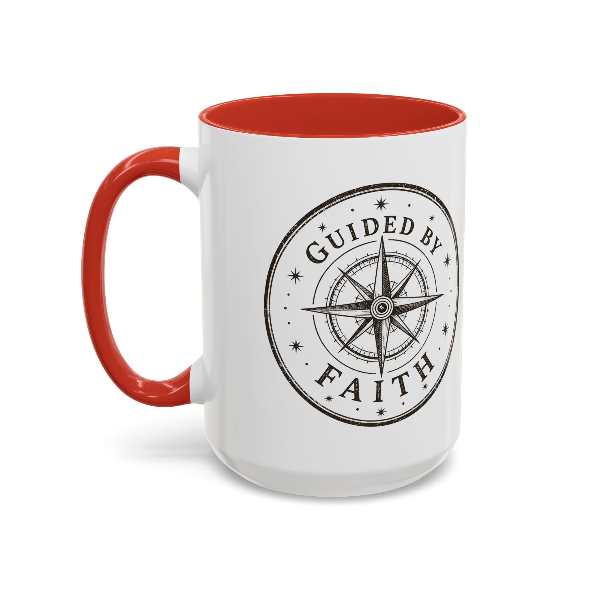 Guided by Faith Compass Coffee Mug | Inspirational Christian Accent Mug | Faith Freedom Creations