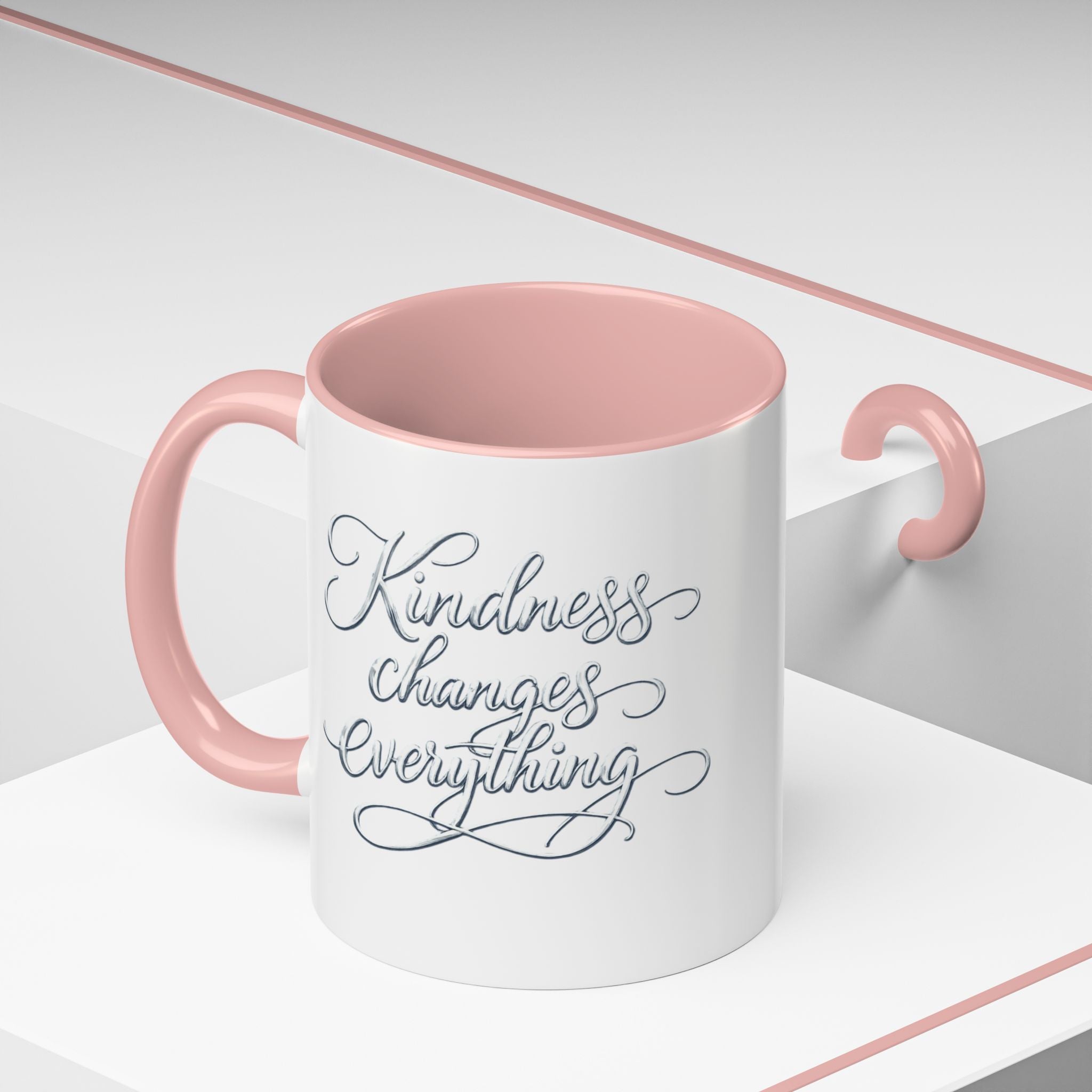 Silver-Kindness Changes Everything Accent Coffee Mug | Inspirational Ceramic Mug | Faith Freedom Creations