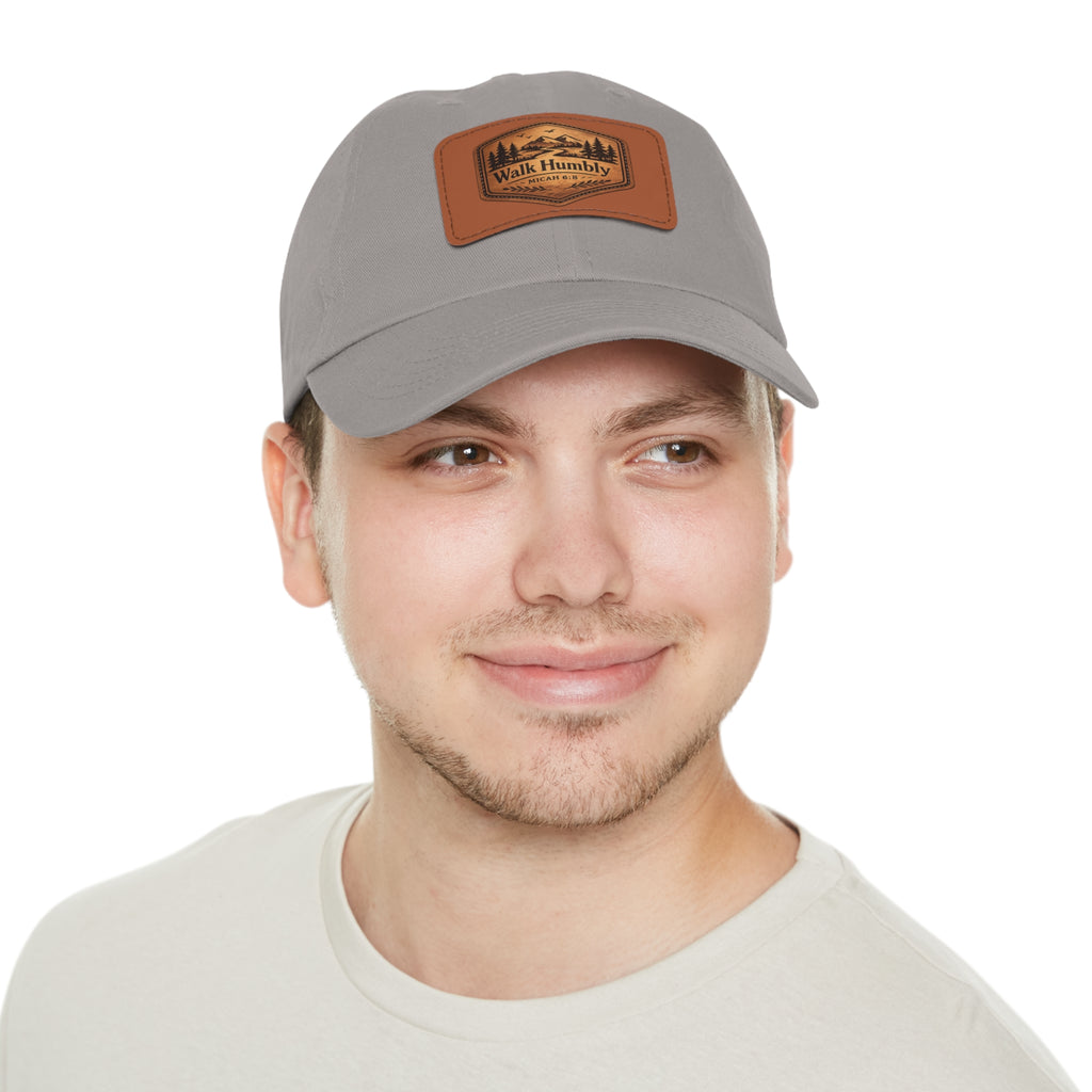 Walk Humbly Leather Patch Dad Hat | Micah 6:8 Christian Outdoor Cap | Faith Freedom Creations