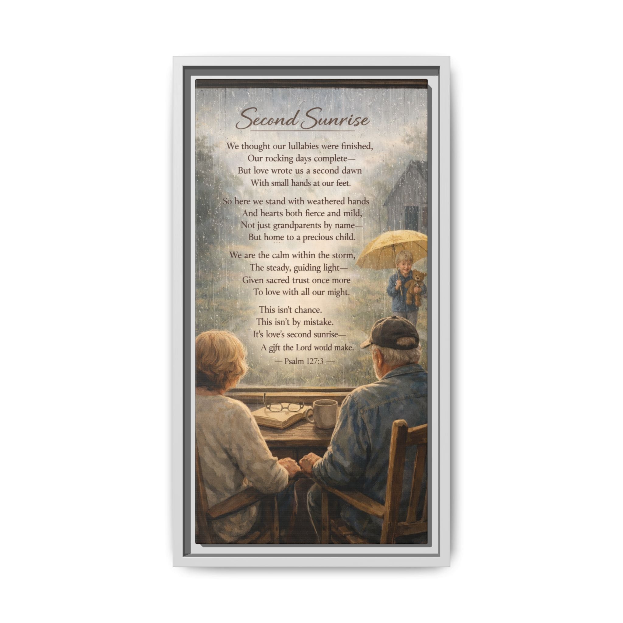 Second Sunrise Framed Canvas Wall Art | Personalized Grandparents Poem | Faith & Family Keepsake