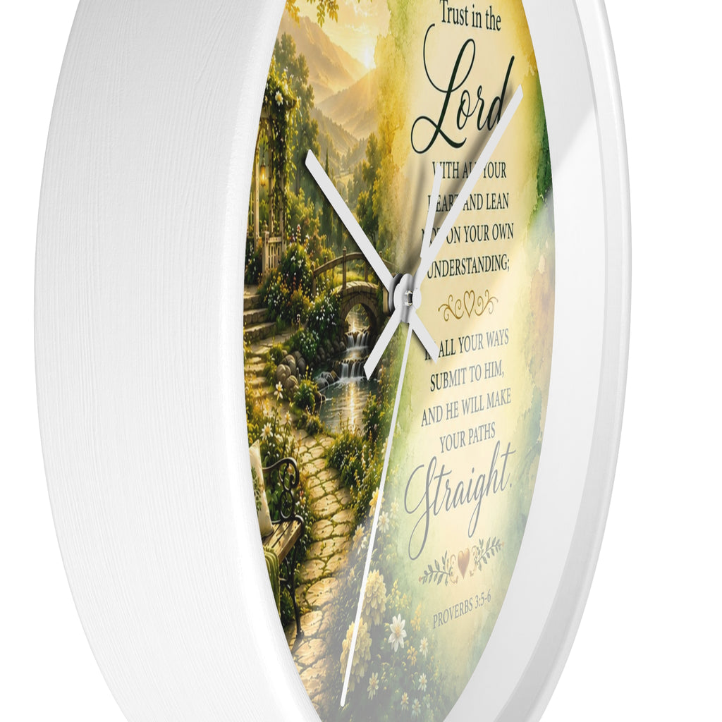 Trust in the Lord Wall Clock | Proverbs 3:5-6 Christian Scripture Clock | Inspirational Faith Decor