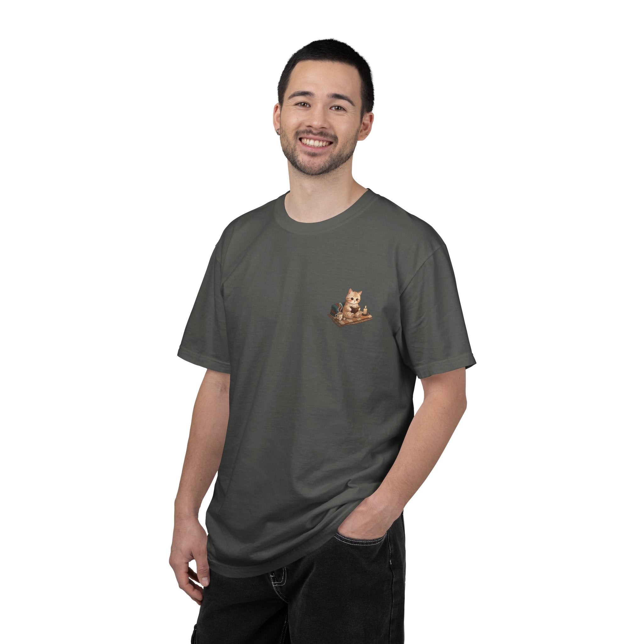Cozy Cat Prayer T-Shirt — Faith Heart Cat Tee | Christian Cat Lover Shirt