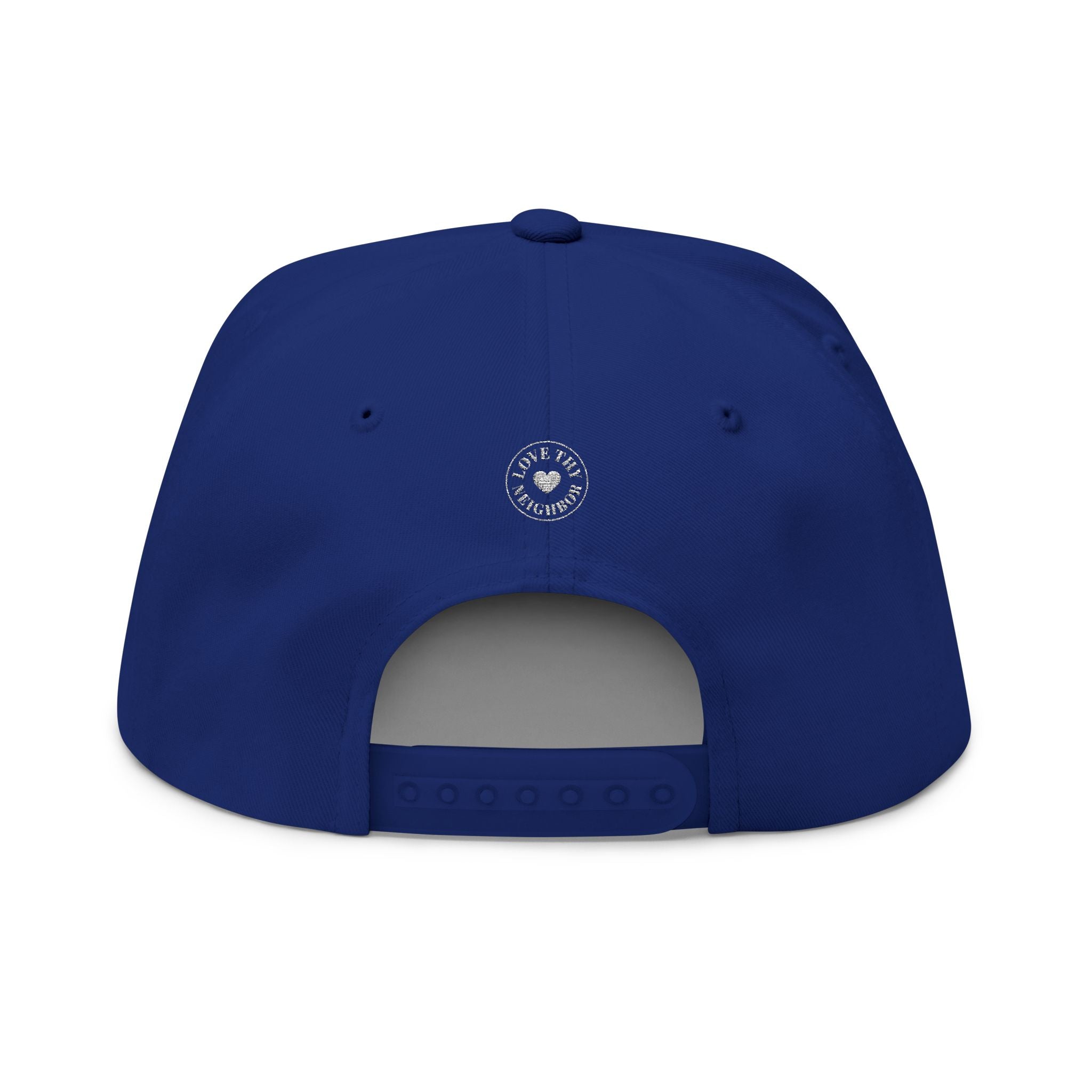 Flat Bill Cap — 'Love Thy Neighbor' Embroidered Snapback Hat