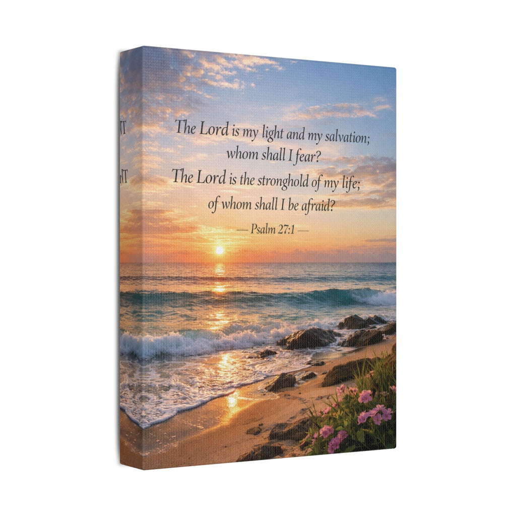 Peaceful Scenes – Sunrise Beach – Psalm 27:1 Canvas Print
