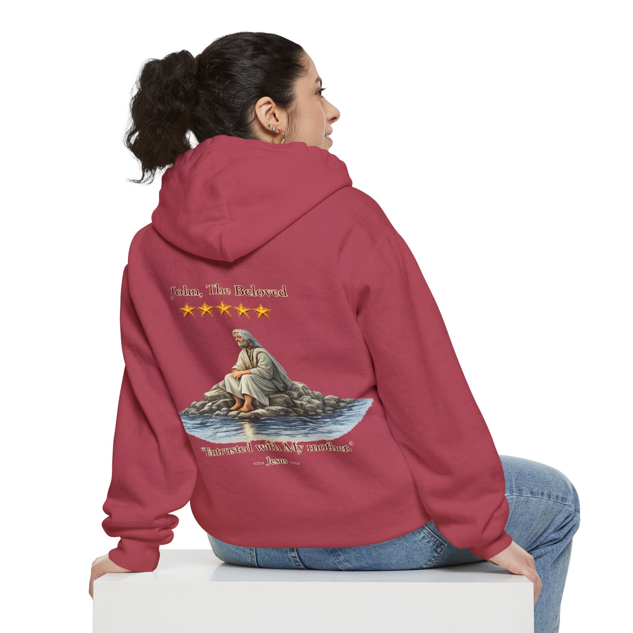 "John The Beloved Review, by Jesus"Hoodie — Illustrated Religious Graphic Pullover-⭐ Five-Star Faith Series⭐