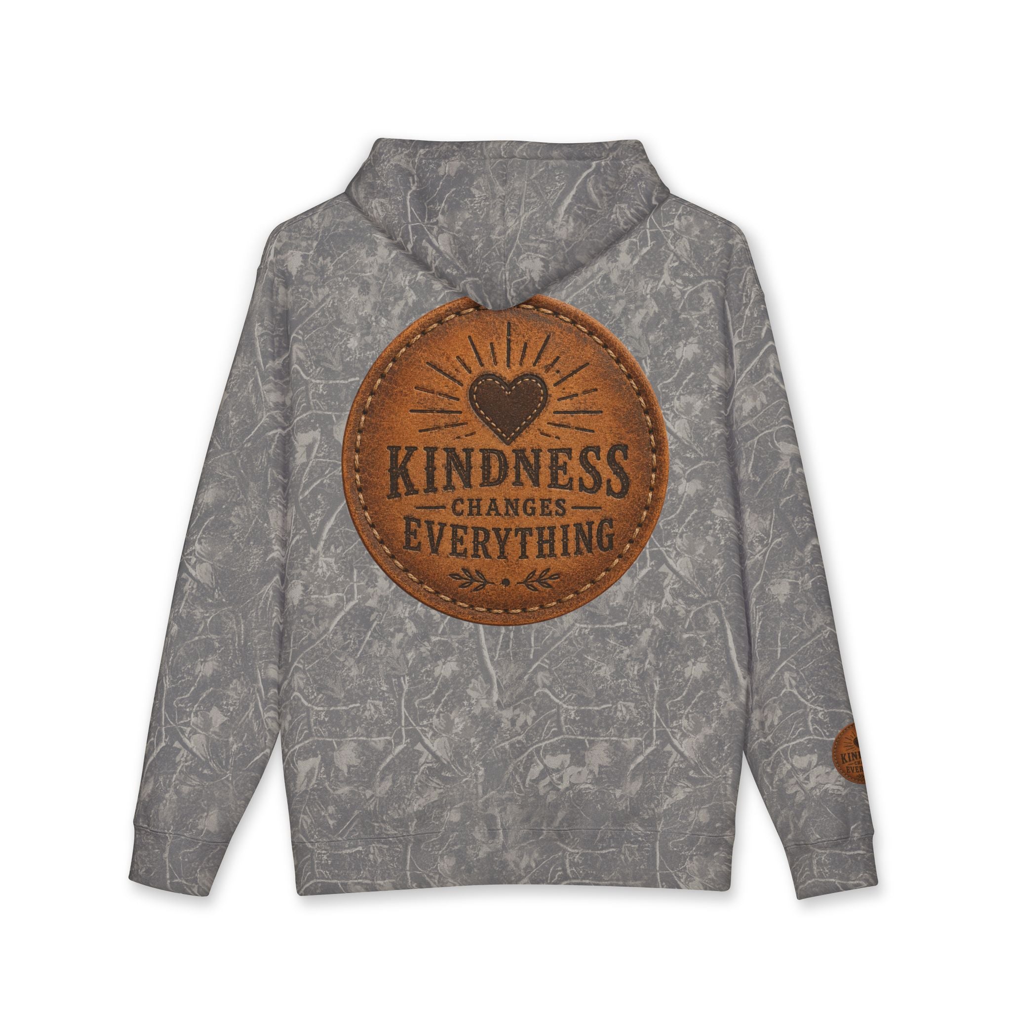 Kindness Changes Everything Hoodie — Inspirational Heart Patch Design