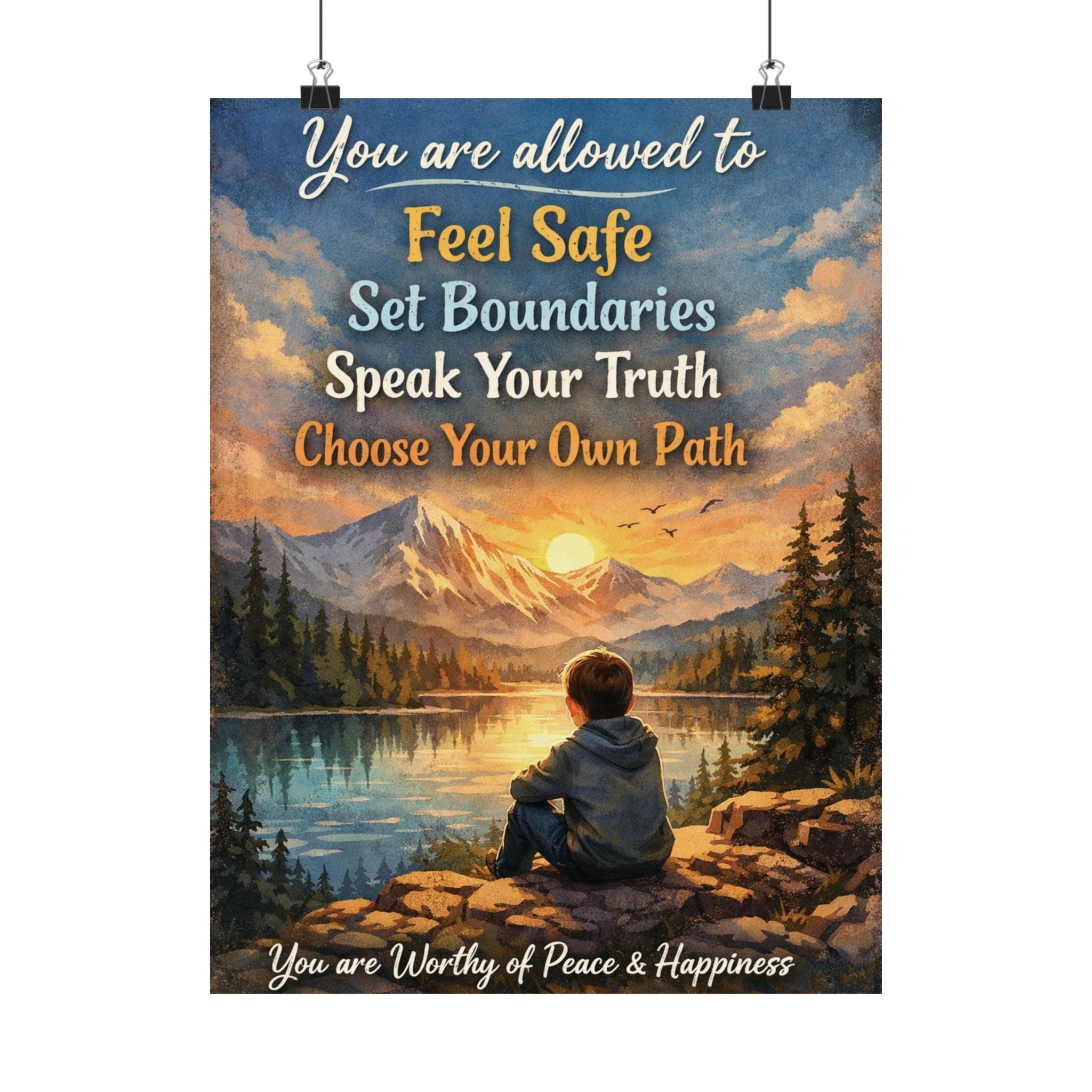 You Are Allowed to Feel Safe – Inspirational Matte Poster | Calming Wall Art