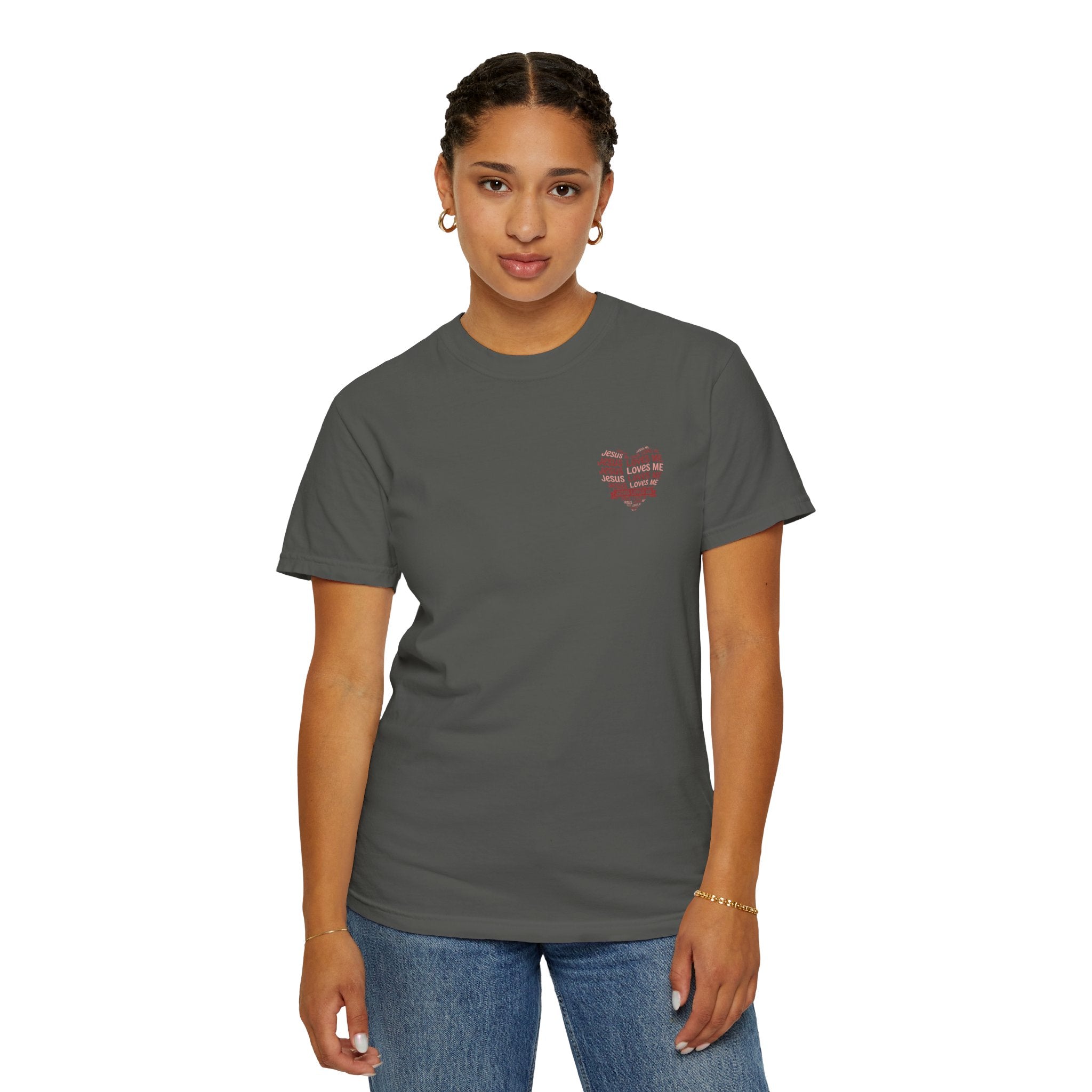 Jesus Loves Me Heart Garment-Dyed T-Shirt – Christian Faith Tee | Vintage Style Inspirational Shirt