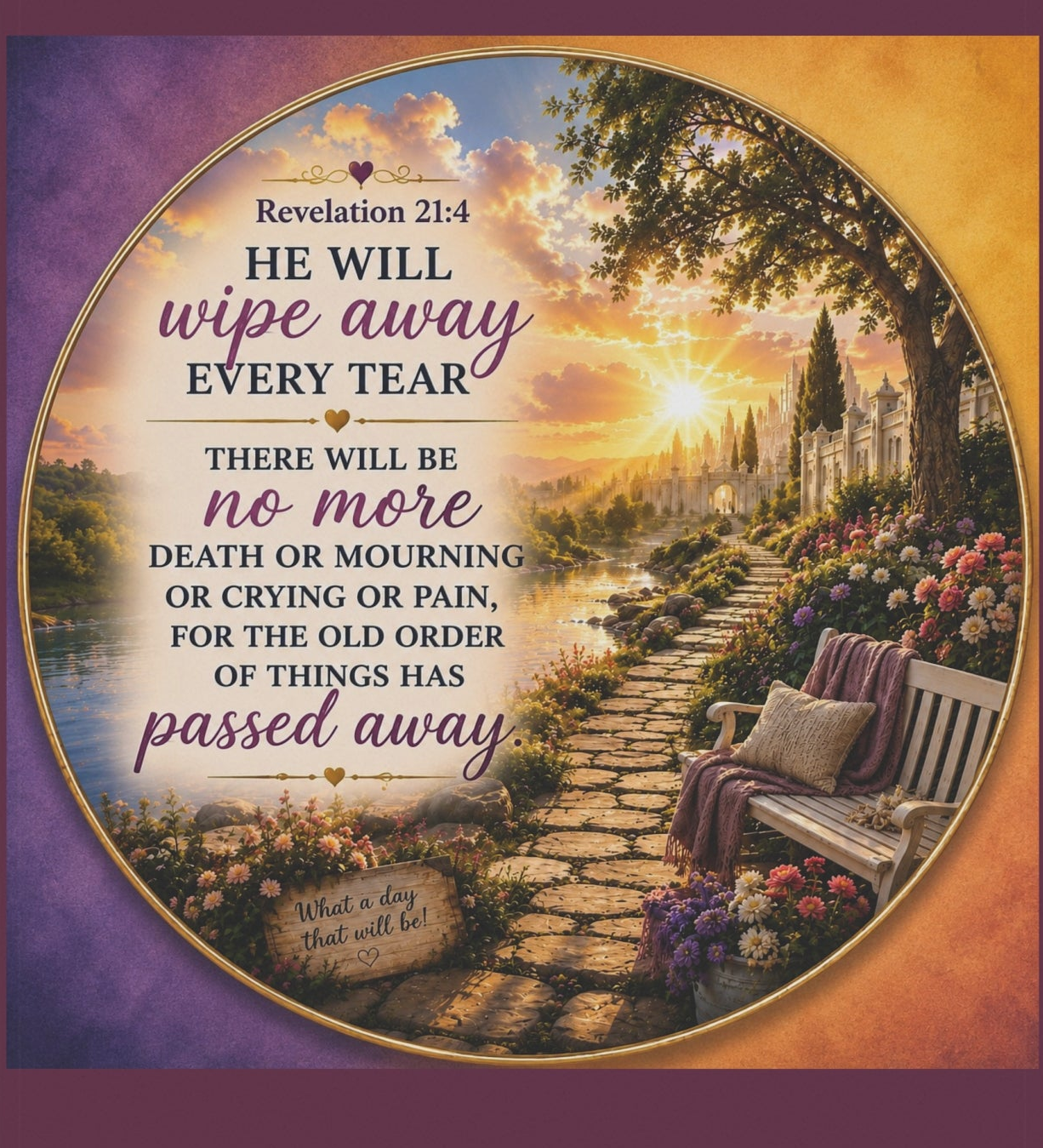 He Will Wipe Away Every Tear Garden Flag | Revelation 21:4 Inspirational Outdoor Banner | Christian Garden Decor