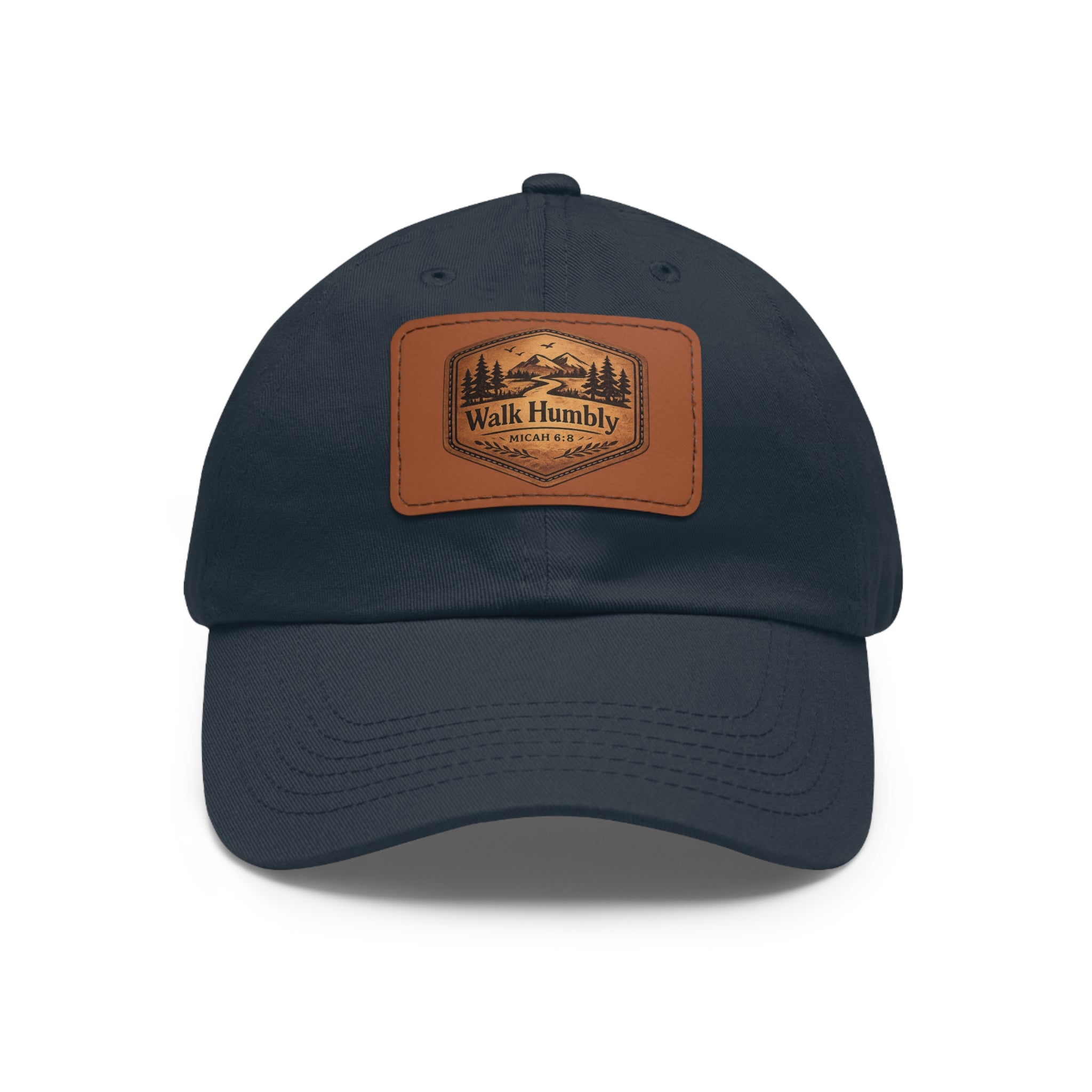 Walk Humbly Leather Patch Dad Hat | Micah 6:8 Christian Outdoor Cap | Faith Freedom Creations