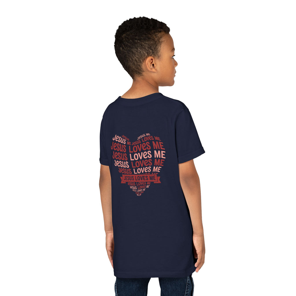 Jesus Loves Me Youth T-Shirt – Heart Word Cloud Christian Kids Tee | Faith Inspired Youth Shirt