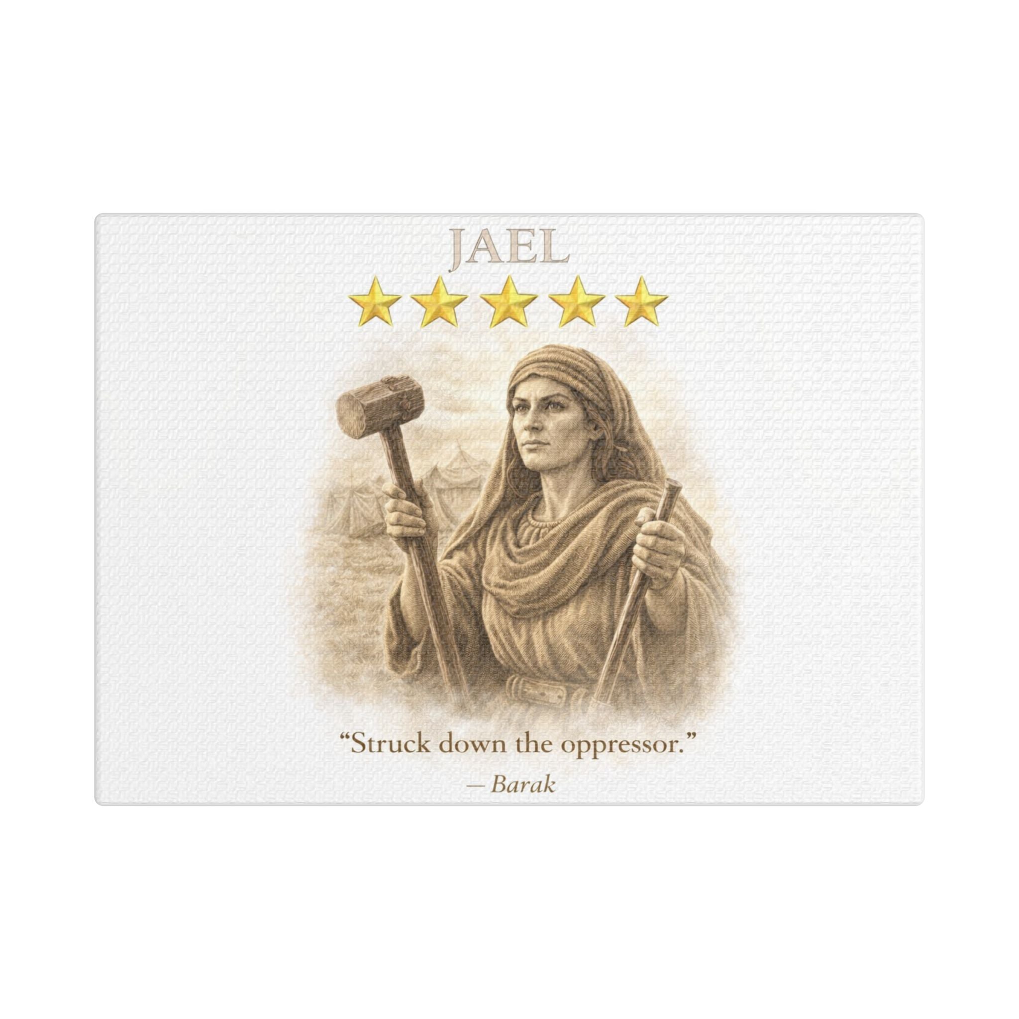 Jael Biblical Heroine Canvas — 'Struck Down the Oppressor' Scripture Wall Art