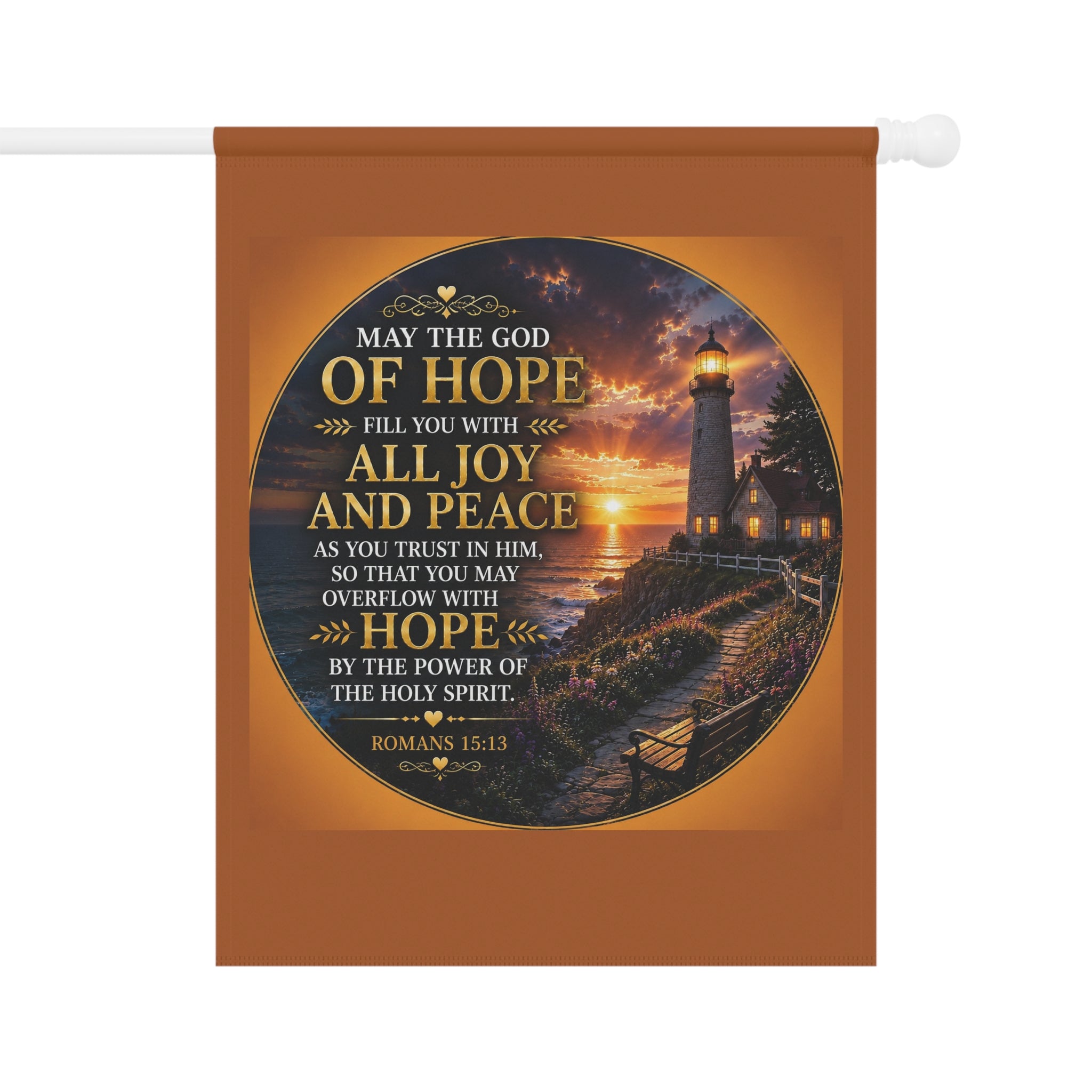 Hope Lighthouse Garden Flag | Romans 15:13 Inspirational Outdoor Banner | Christian Garden Decor