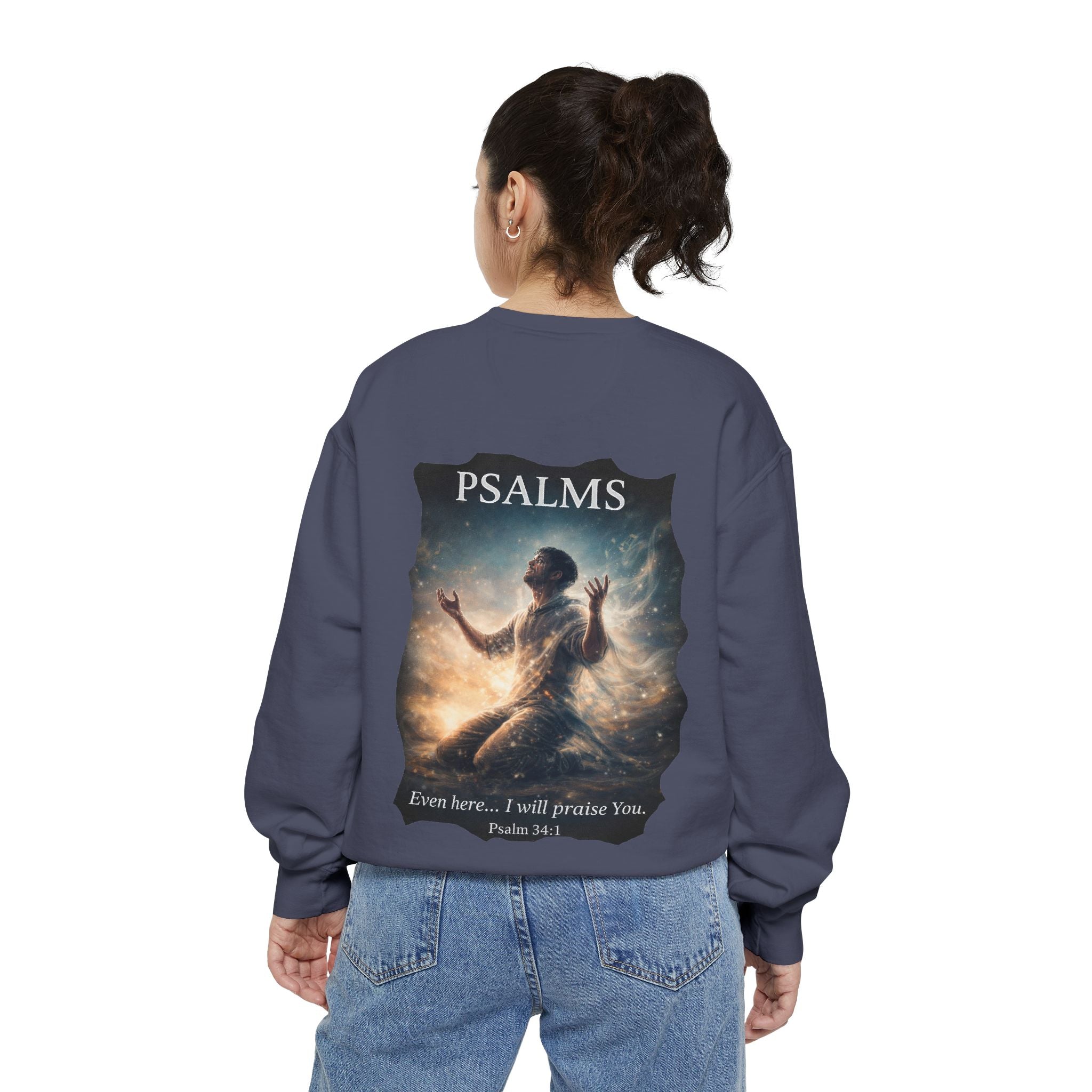 Psalm 34:1 Crewneck Sweatshirt | Inspirational Christian Graphic Sweatshirt | Faith Apparel