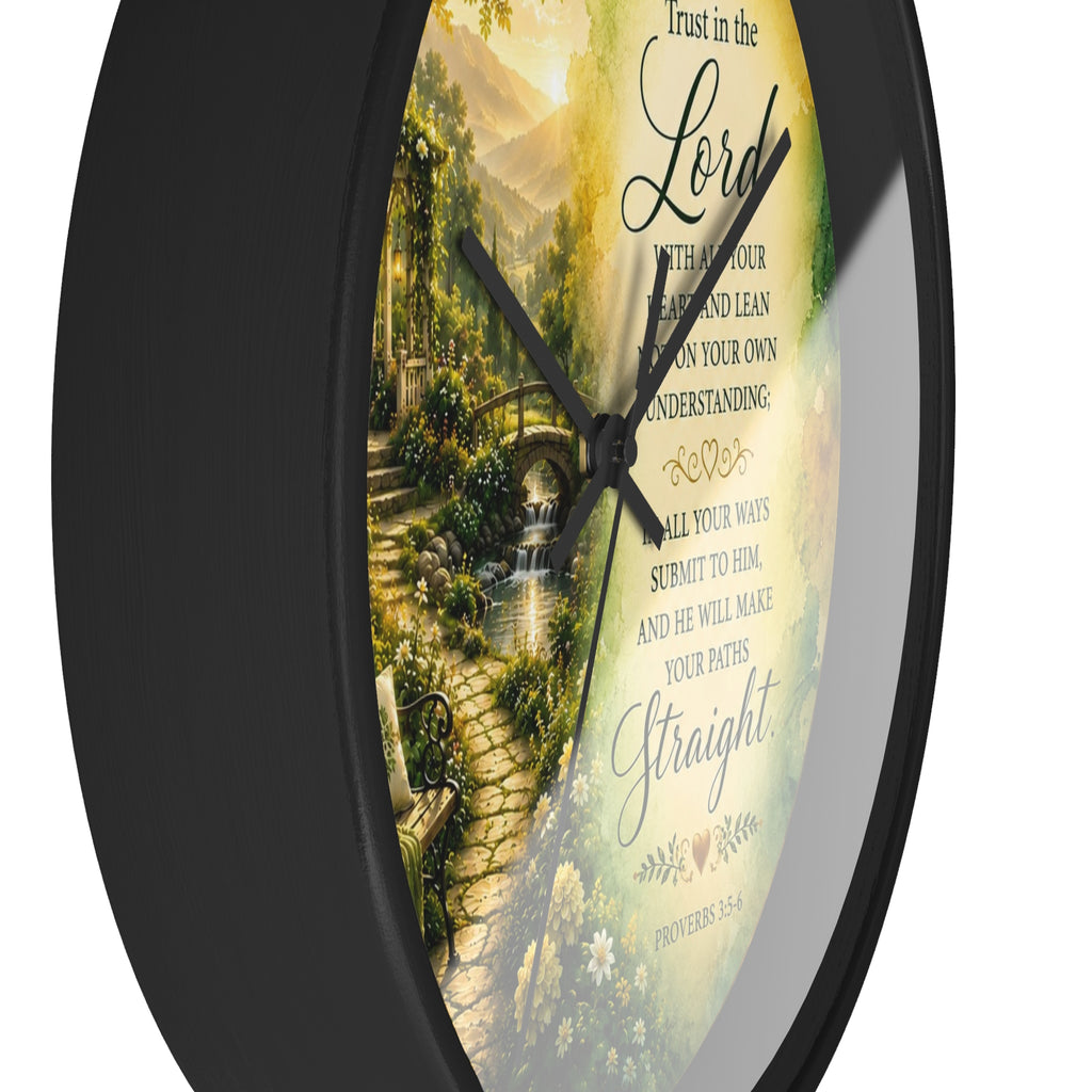 Trust in the Lord Wall Clock | Proverbs 3:5-6 Christian Scripture Clock | Inspirational Faith Decor