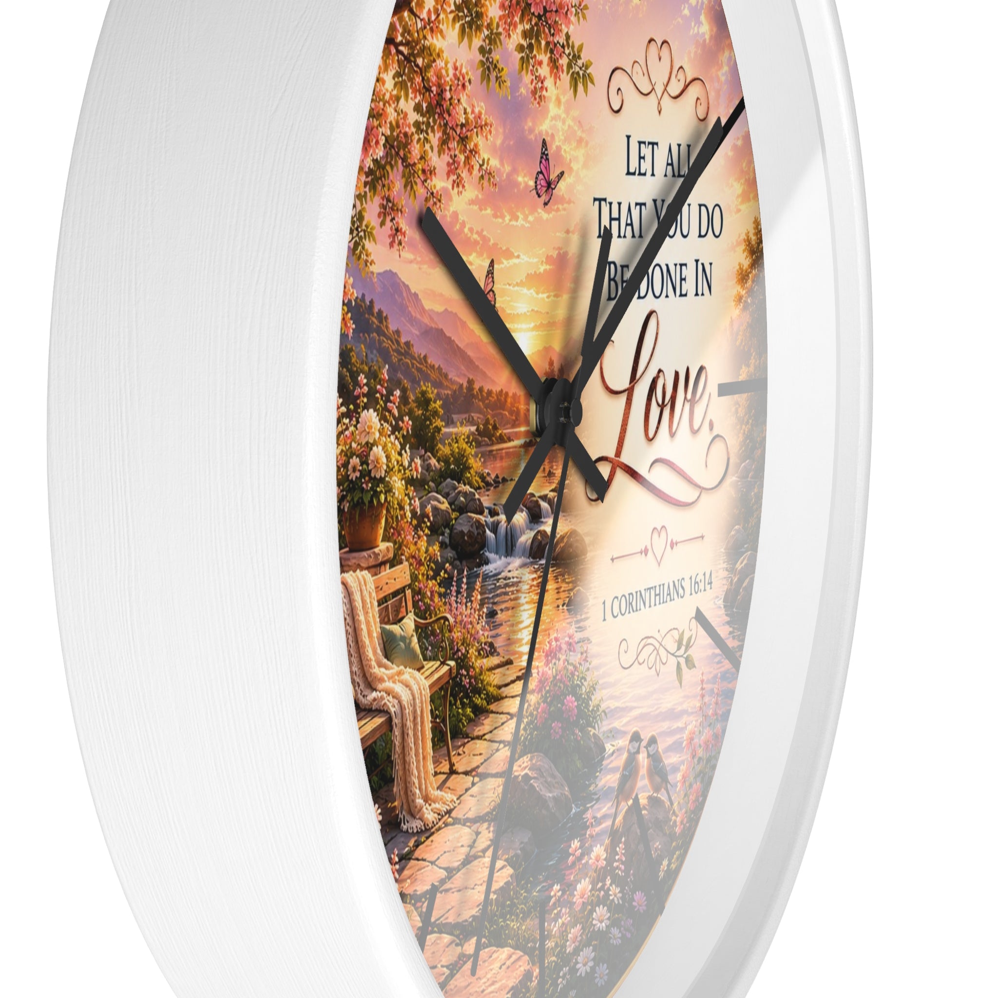 Let All That You Do Be Done in Love Wall Clock | 1 Corinthians 16:14 Christian Decor | Inspirational Scripture Clock
