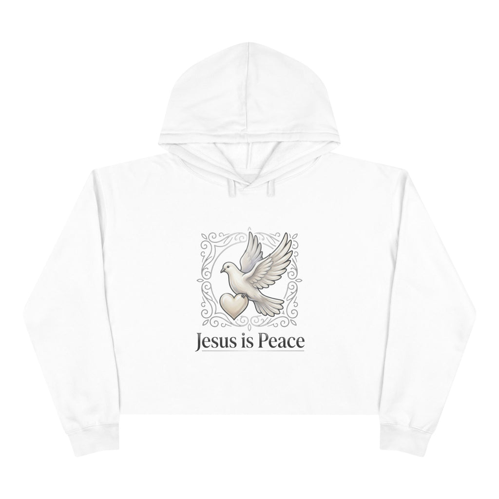Jesus Is Peace Cropped Hoodie — Dove Faith Graphic