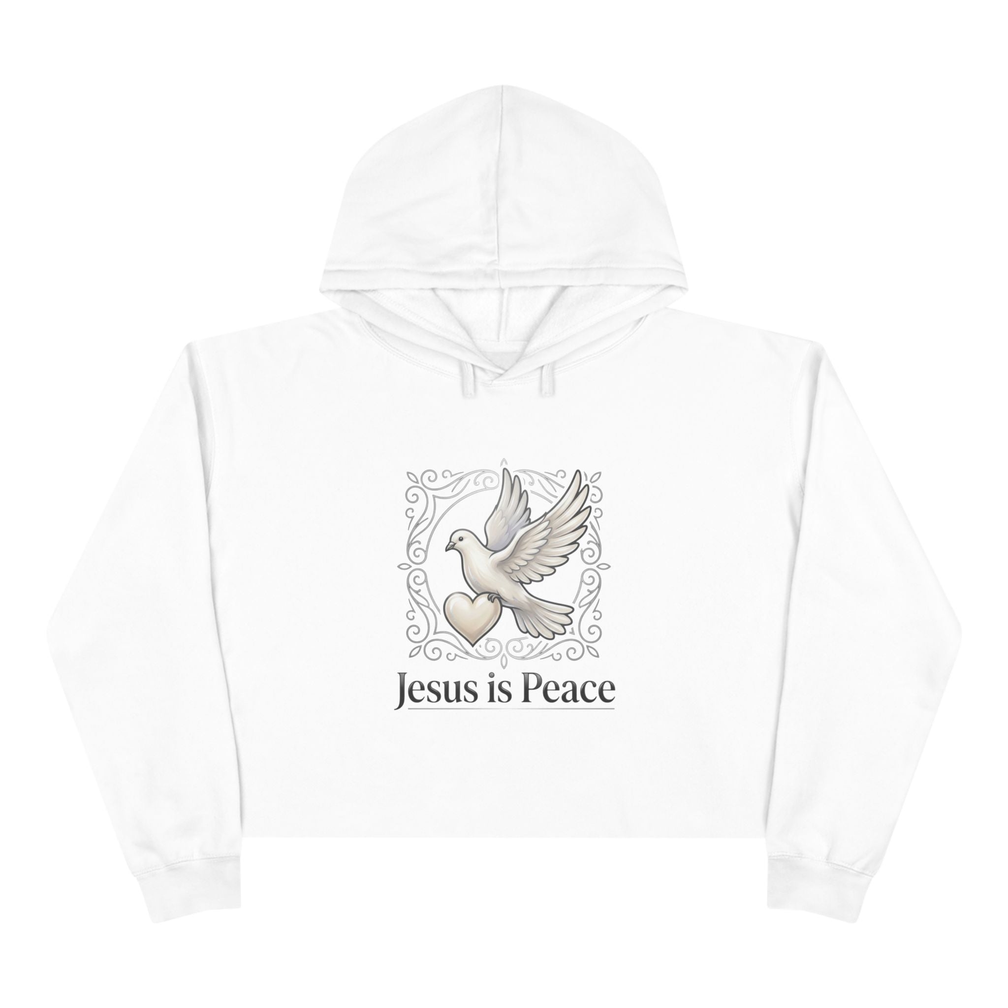 Jesus Is Peace Cropped Hoodie — Dove Faith Graphic