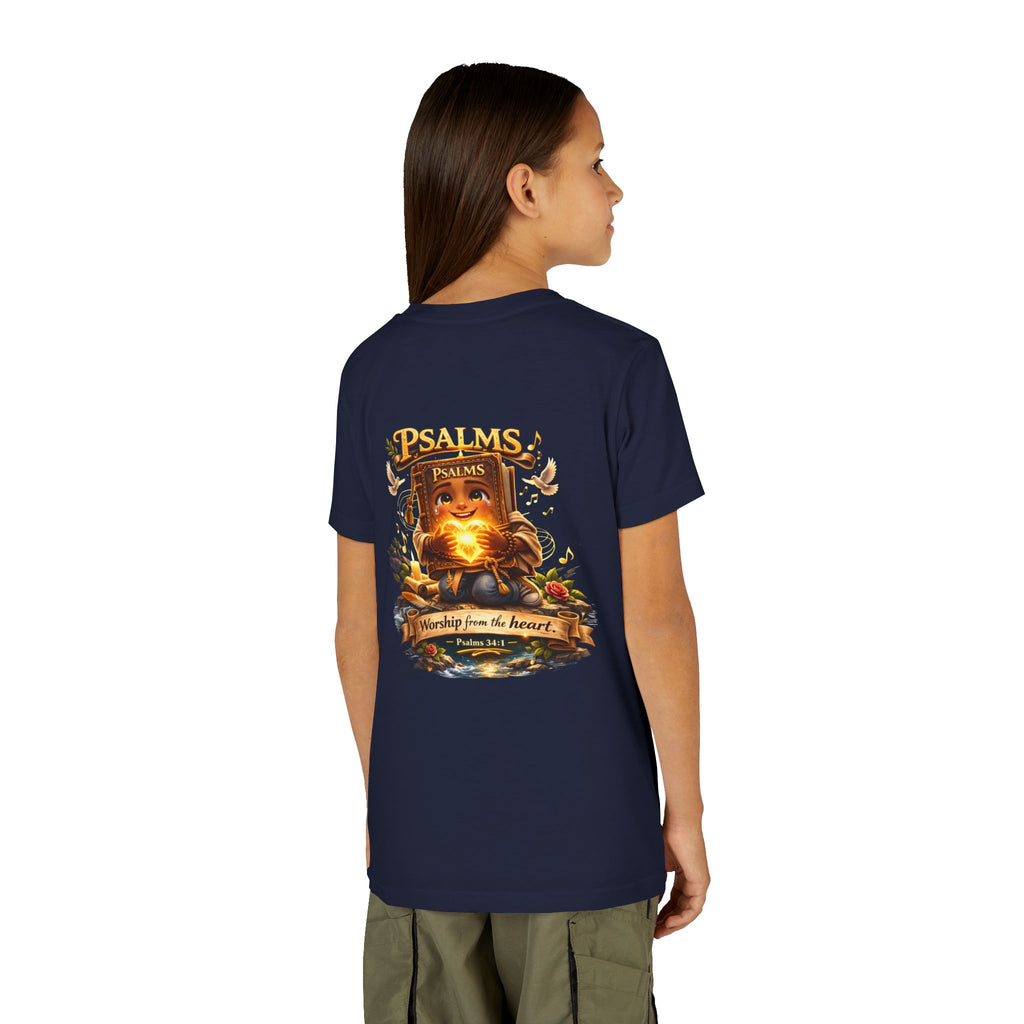 Praise Him Psalms 34:1 Youth T-Shirt | Christian Kids Faith Tee | Inspirational Youth Apparel