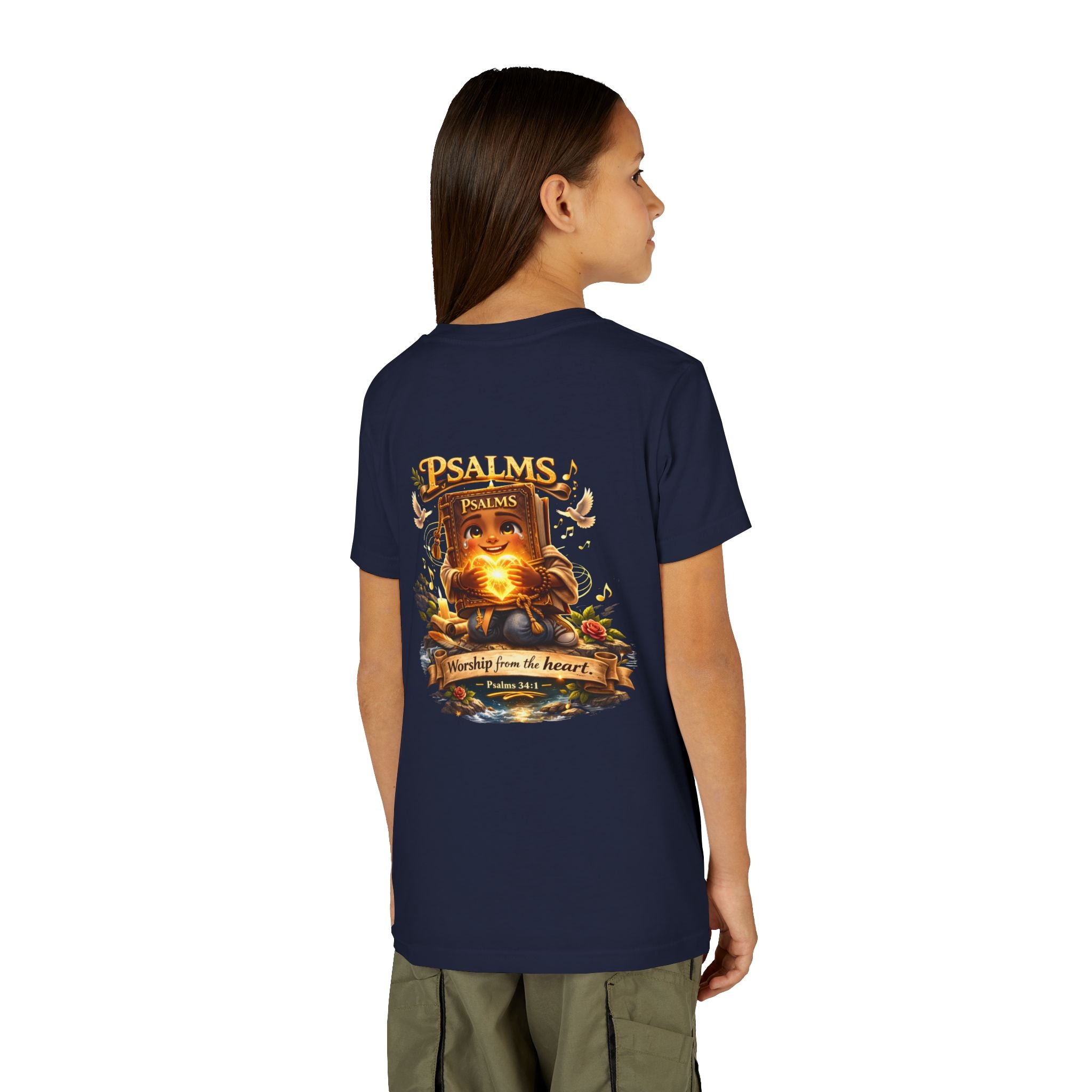 Praise Him Psalms 34:1 Youth T-Shirt | Christian Kids Faith Tee | Inspirational Youth Apparel