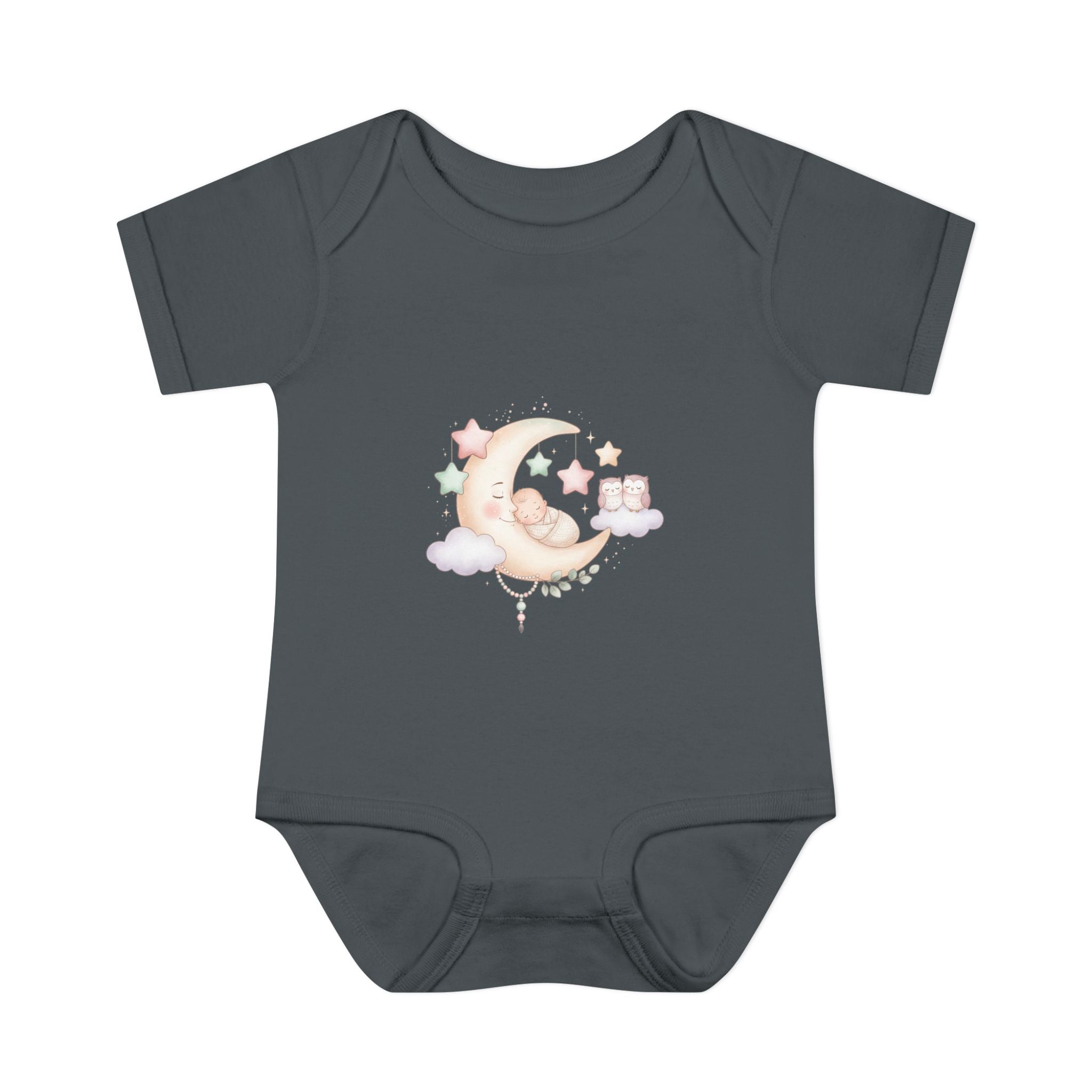 Pastel Moon & Stars Baby Bodysuit – Sleepy Moon Newborn Onesie | Cozy Baby Outfit