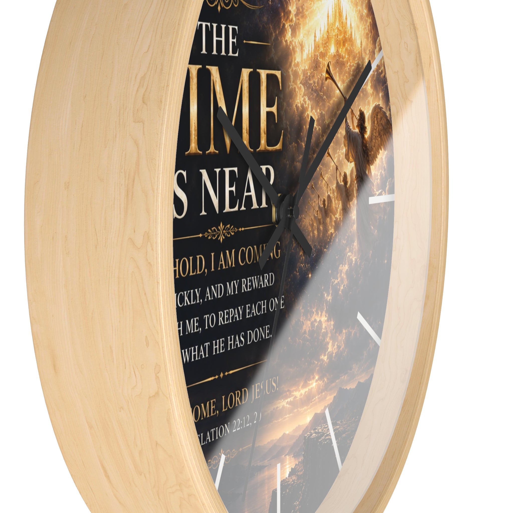 The Time Is Near Wall Clock | Revelation 22 Christian Scripture Clock | Inspirational Faith Decor