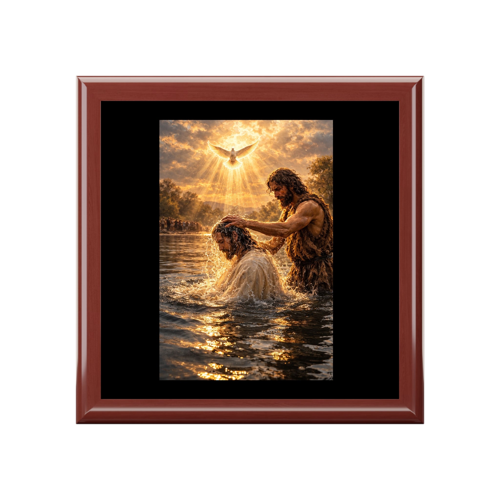 Baptism of Jesus - Keepsake Jewelry Box with Golden Light Scene