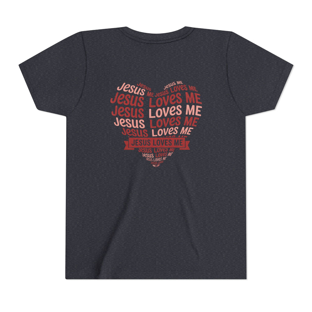 Jesus Loves Me Youth T-Shirt – Heart Word Cloud Christian Kids Tee | Faith Inspired Youth Shirt