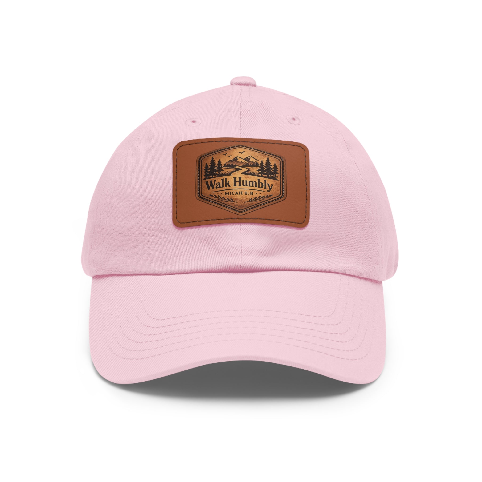 Walk Humbly Leather Patch Dad Hat | Micah 6:8 Christian Outdoor Cap | Faith Freedom Creations