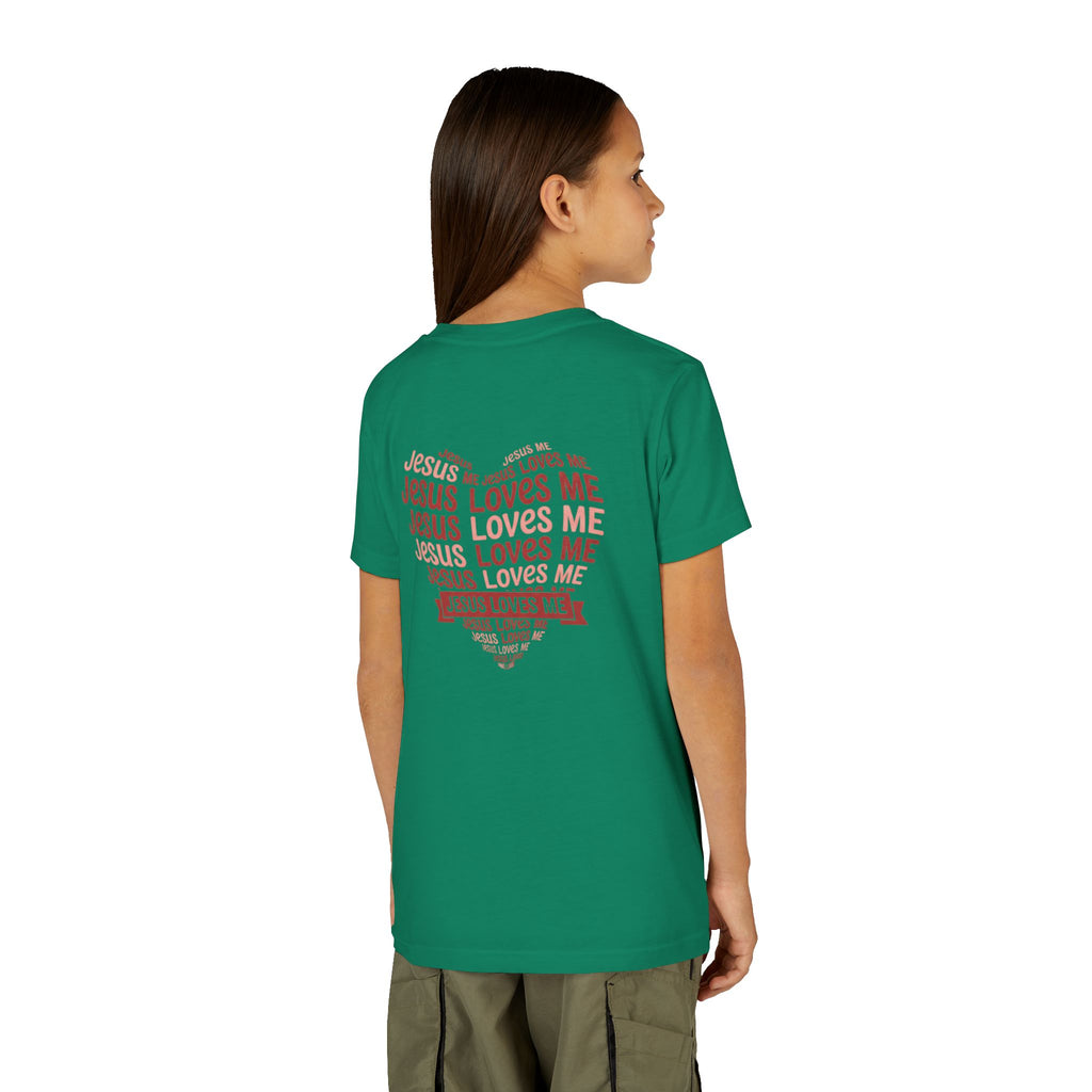 Jesus Loves Me Youth T-Shirt – Heart Word Cloud Christian Kids Tee | Faith Inspired Youth Shirt