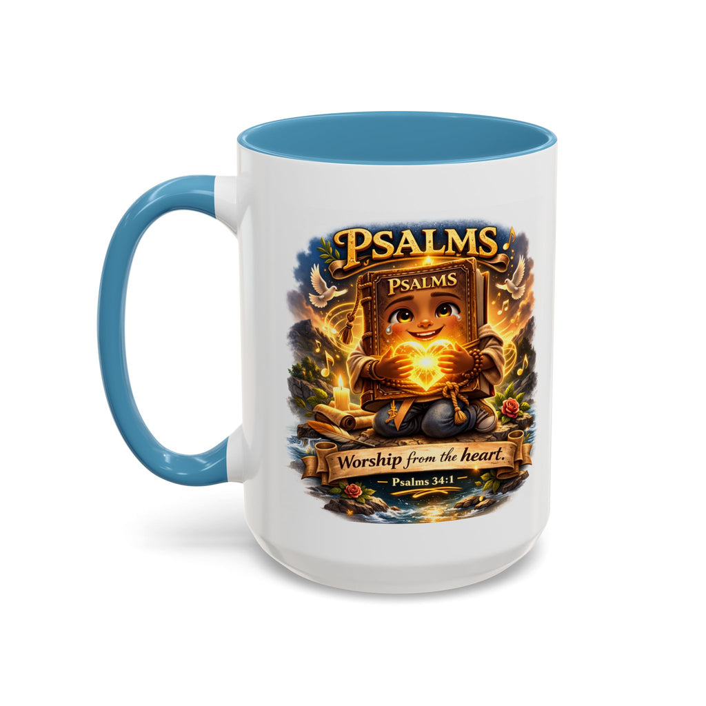 Psalms 34:1 Coffee Mug | Worship From the Heart Mug | Inspirational Christian Accent Mug