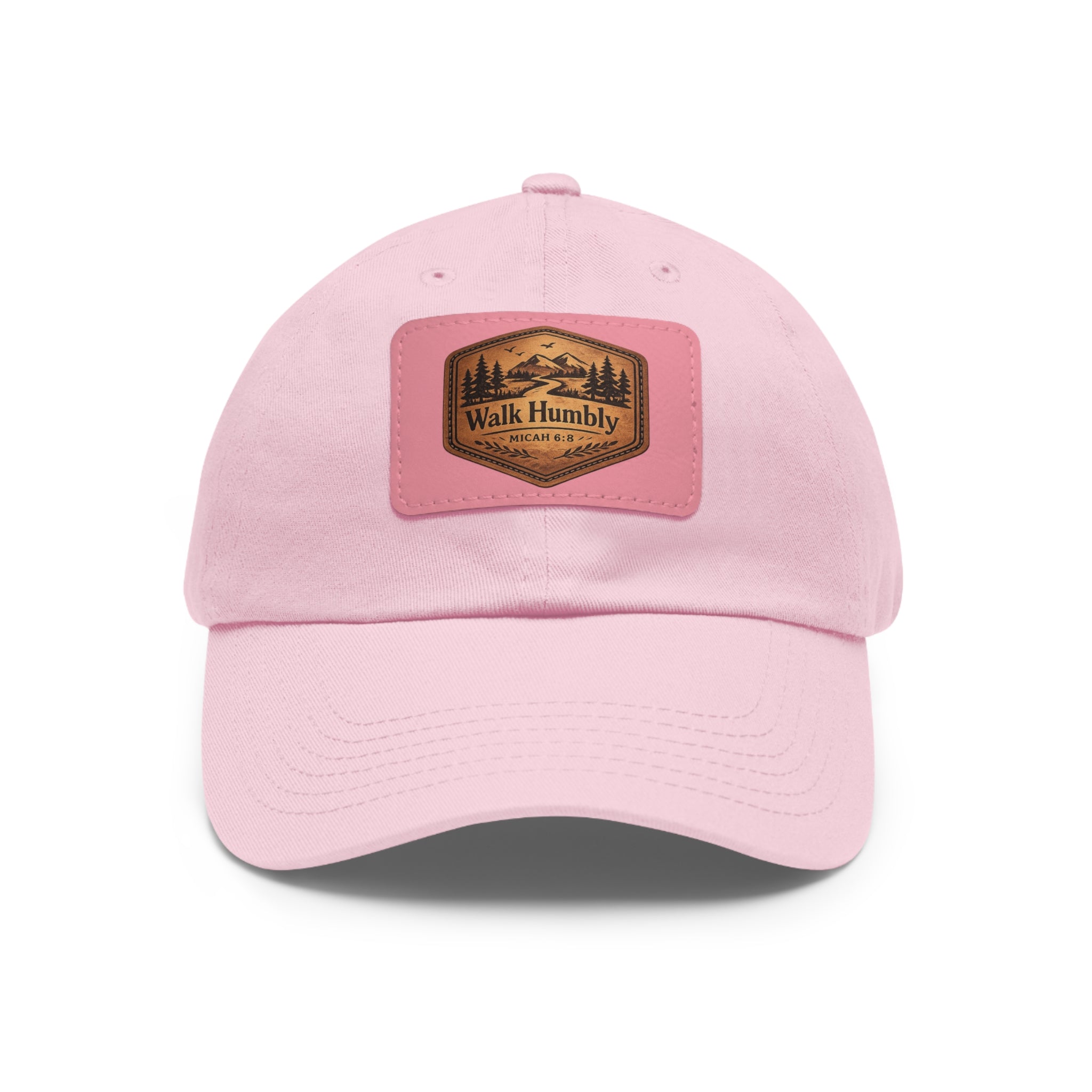 Walk Humbly Leather Patch Dad Hat | Micah 6:8 Christian Outdoor Cap | Faith Freedom Creations