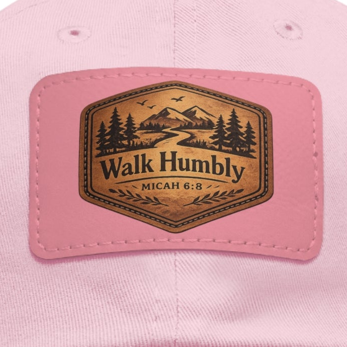 Walk Humbly Leather Patch Dad Hat | Micah 6:8 Christian Outdoor Cap | Faith Freedom Creations