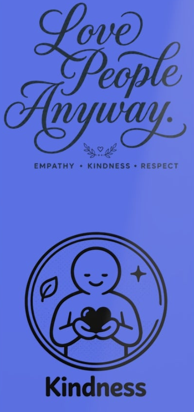 Inspirational aluminum bookmark featuring the message “Love People Anyway” with vibrant artwork, brushed metal backing, rounded edges, and secure page-holding slot for books, journals, and devotionals.