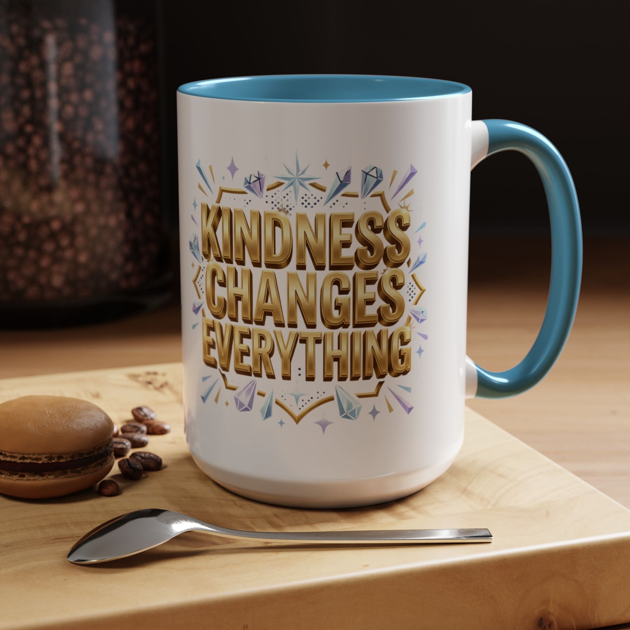 Gold-Kindness Changes Everything Coffee Mug | Inspirational Gold Script Mug | Faith Freedom Creations