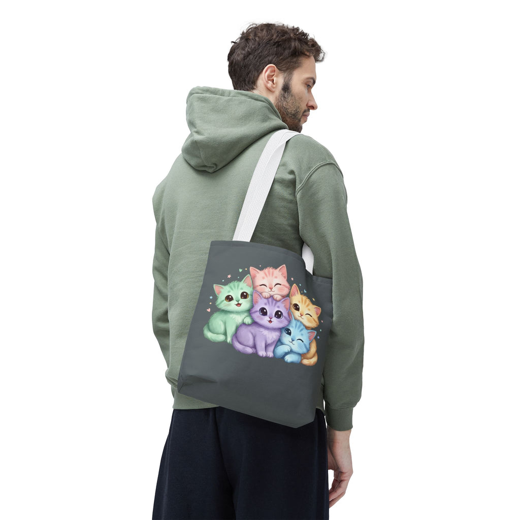 Pastel Rainbow Kittens Tote Bag – Cute Cat Lover Tote | Colorful Cat Market Bag