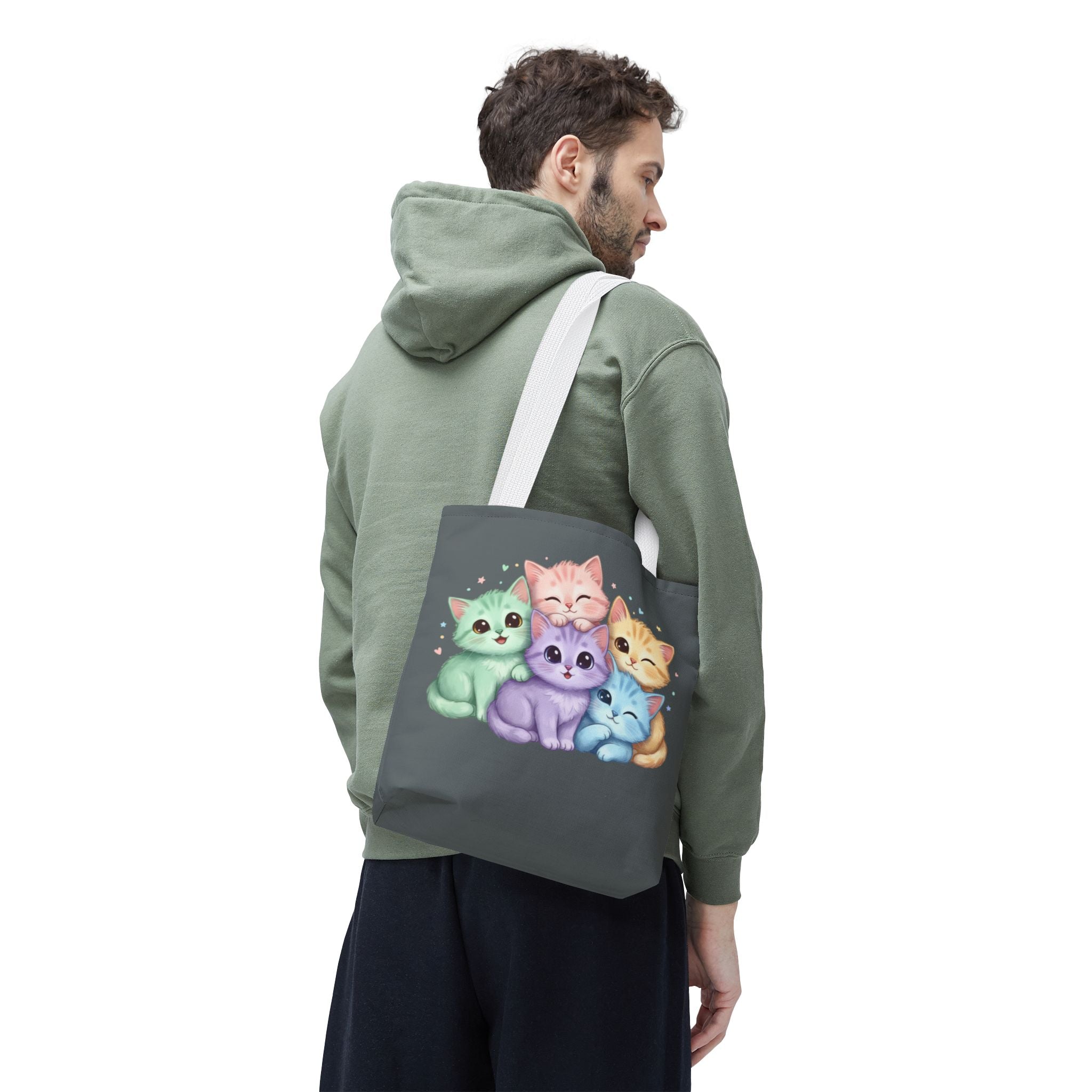 Pastel Rainbow Kittens Tote Bag – Cute Cat Lover Tote | Colorful Cat Market Bag