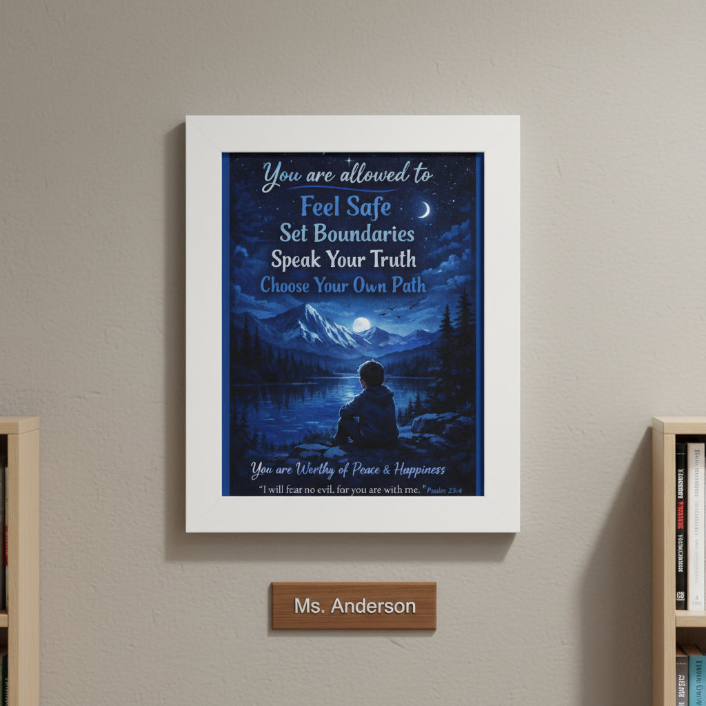 “You Are Allowed to Feel Safe” Framed Inspirational Poster – Gallery Quality Wall Art | Calm & Encouragement Decor